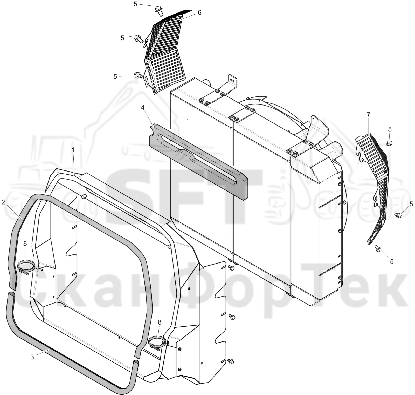 Схема: Komatsu / Лесозаготовительные машины / 951 S/N 9510004367- / Каталог запасных частей / Двигатель / Tier 4 Final/US / Система охлаждения / защита