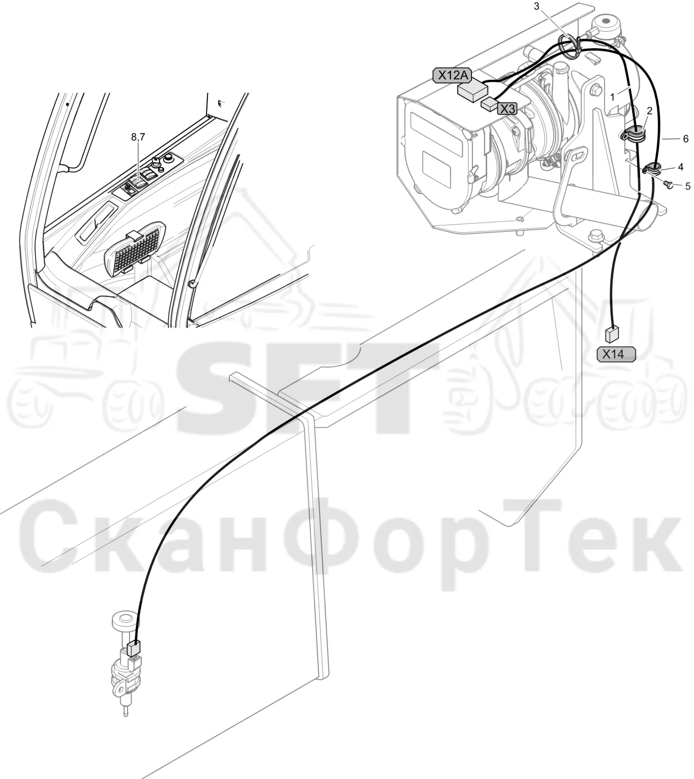 Схема: Komatsu / Лесозаготовительные машины / 911 S/N 9112062167- / Каталог запасных частей / Двигатель / Stage 3A / Подогреватель / Комплект электрооборудования