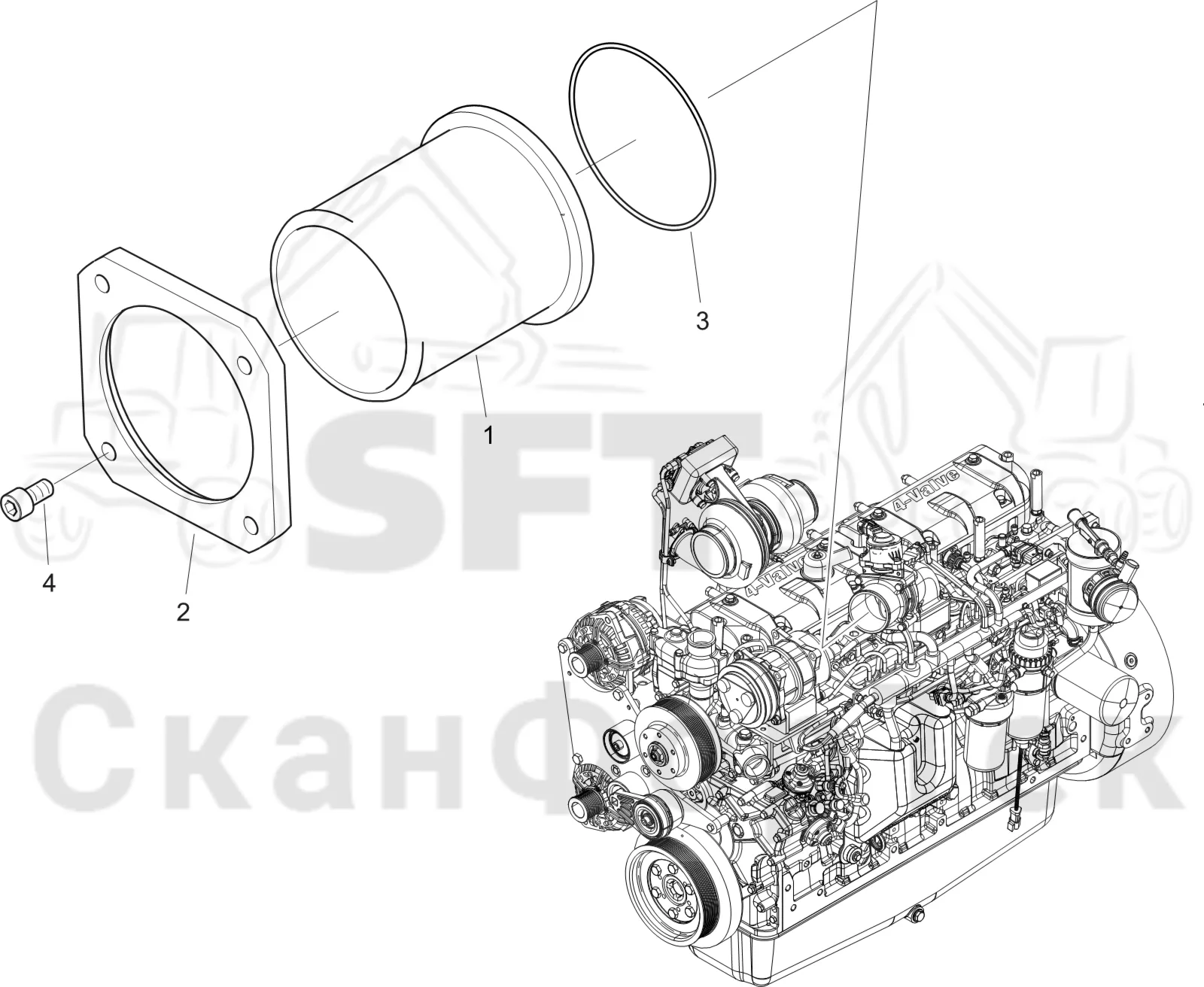 Схема: Komatsu / Лесозаготовительные машины / 911 S/N 9110062167- / Каталог запасных частей / Двигатель / Stage 2 / TIER 2 / Впуск - выпуск / Впускной трубопровод