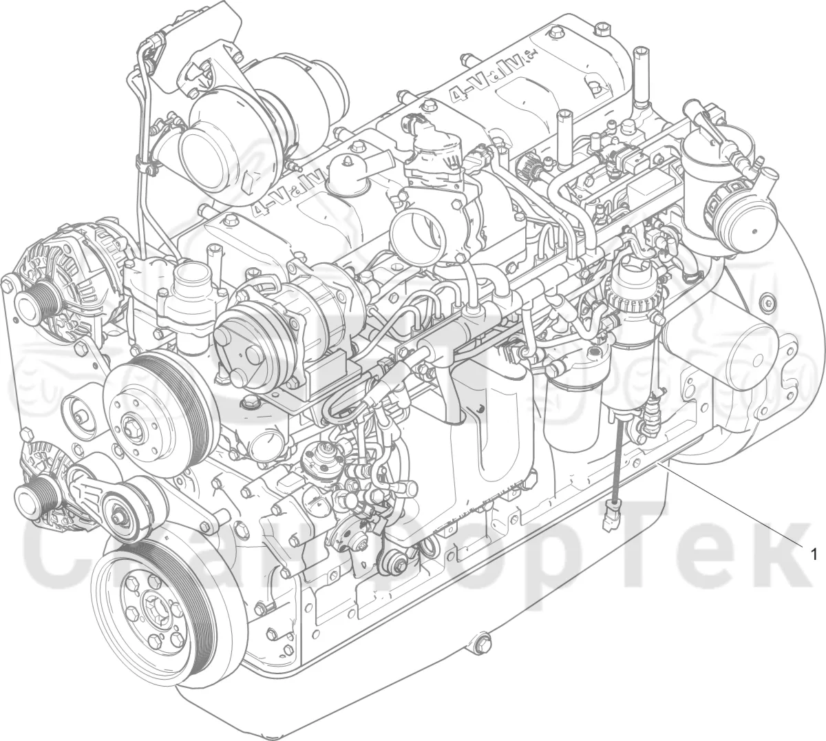 Схема: Komatsu / Лесозаготовительные машины / 951 S/N 9510004367- / Каталог запасных частей / Двигатель / Stage 2 / TIER 2 / Установка двигателя / Двигатель