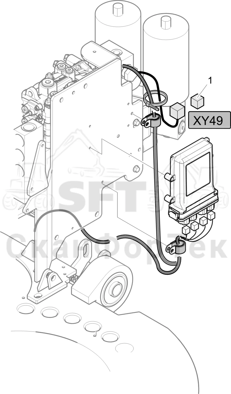 Схема: Komatsu / Лесозаготовительные машины / 901 S/N 9010053267- / Каталог запасных частей / шасси / Оборудование наклона / Комплект электрооборудования наклона / Комплект электрооборудования