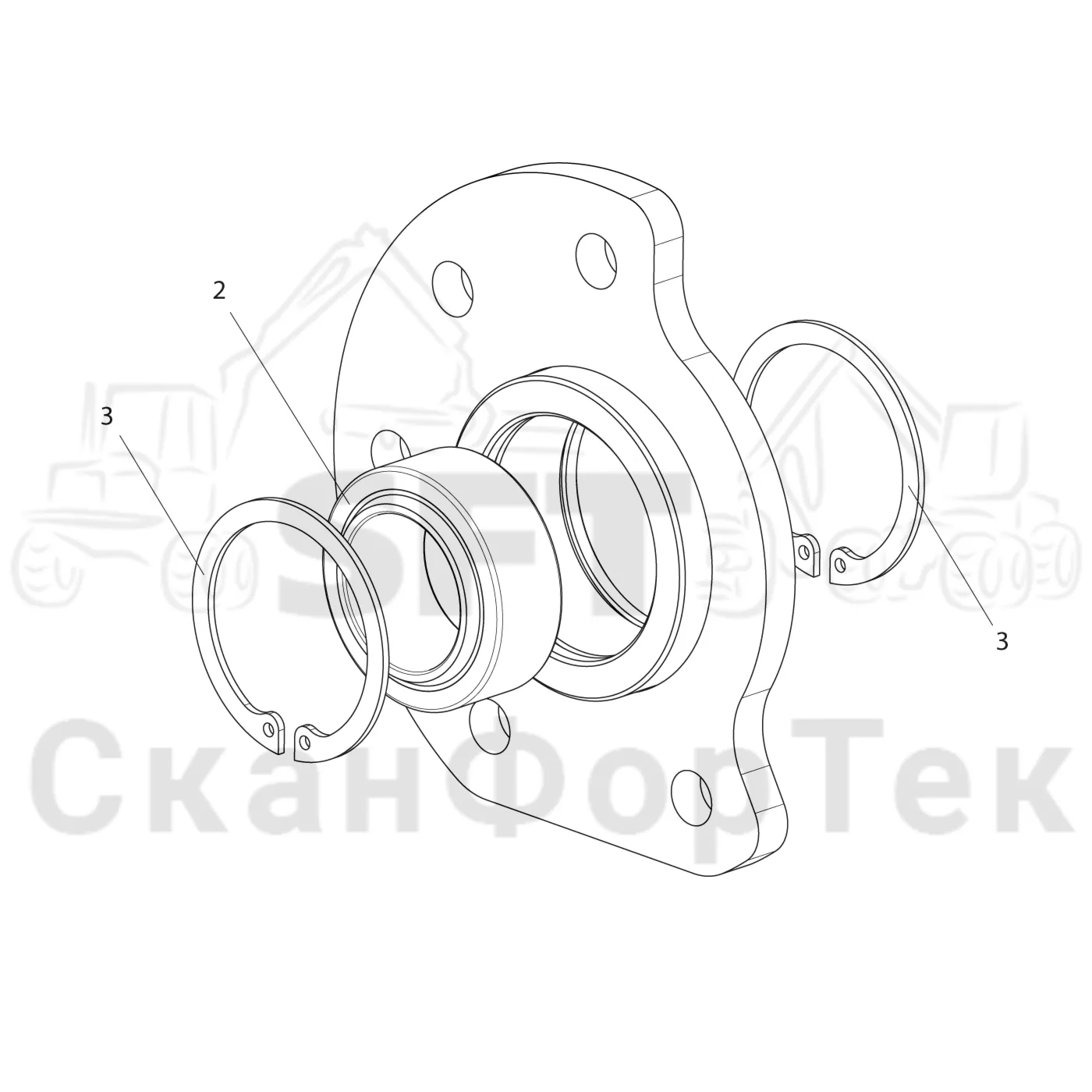 Схема: Komatsu / Лесозаготовительные машины / 911 S/N 9110062167- / Каталог запасных частей / шасси / Капоты / капот лифт / Корпус подшипника