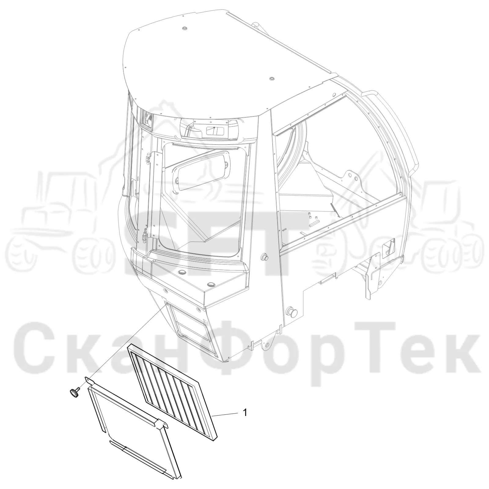 Схема: Komatsu / Лесозаготовительные машины / 911 S/N 9110062167- / Каталог запасных частей / Кабина / Кабина / Воздушный фильтр / Воздушный фильтр