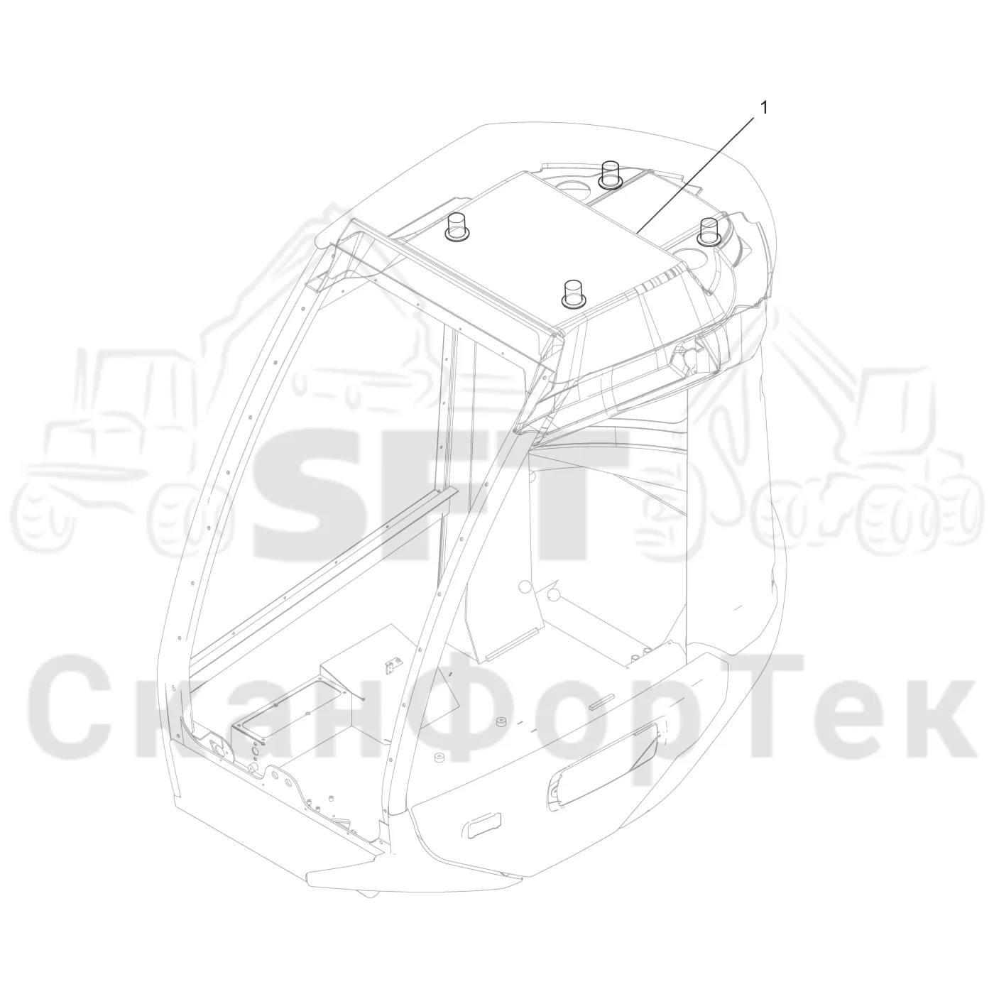 Схема: Komatsu / Лесозаготовительные машины / 931 S/N 9310021067- / Каталог запасных частей / Кабина / Кабина / Проводка / Крыша