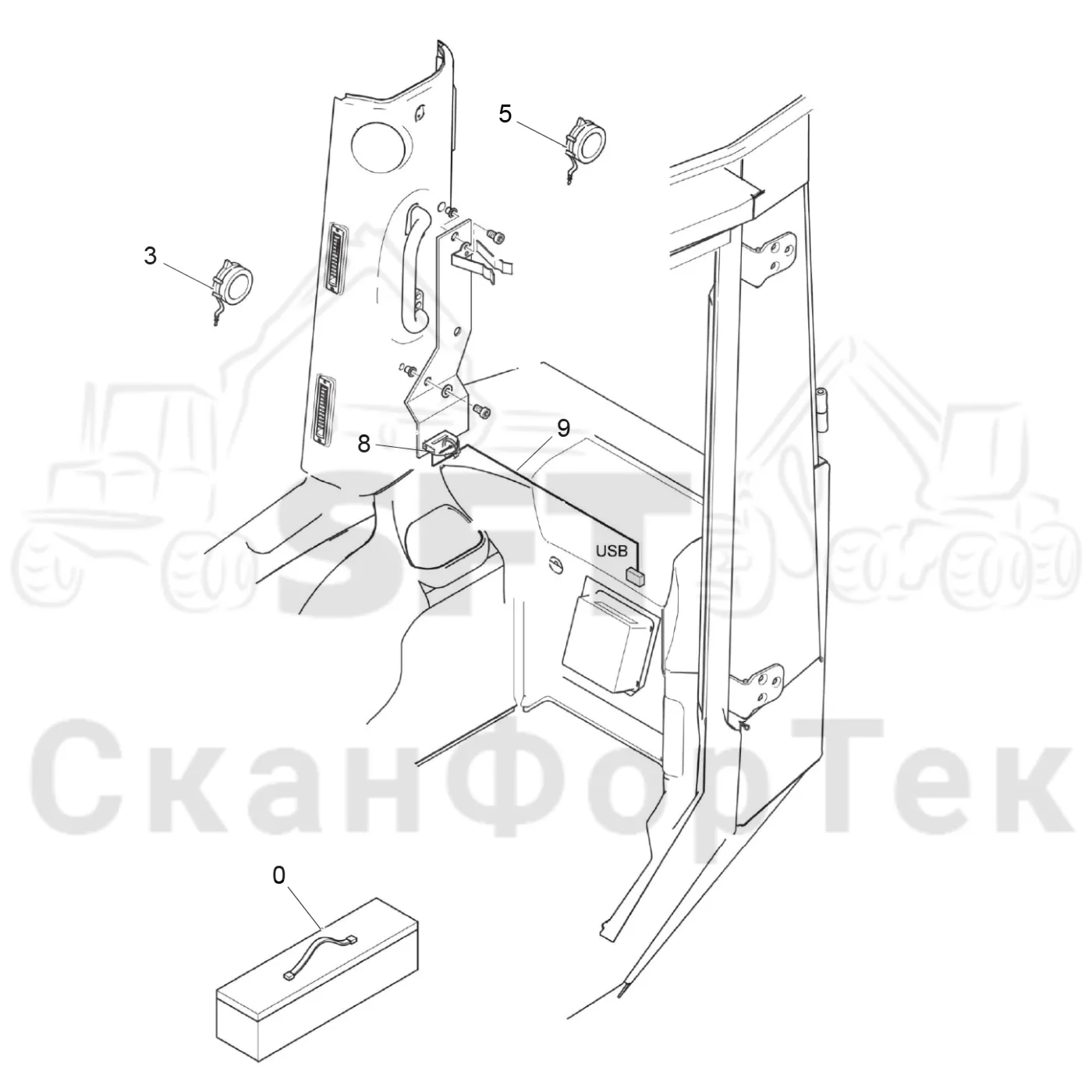 Схема: Komatsu / Лесозаготовительные машины / 931 S/N 9310021067- / Каталог запасных частей / Кабина / Салон / Штангенциркуль S/N 9310021111- / Измерительное оборудование 500/650