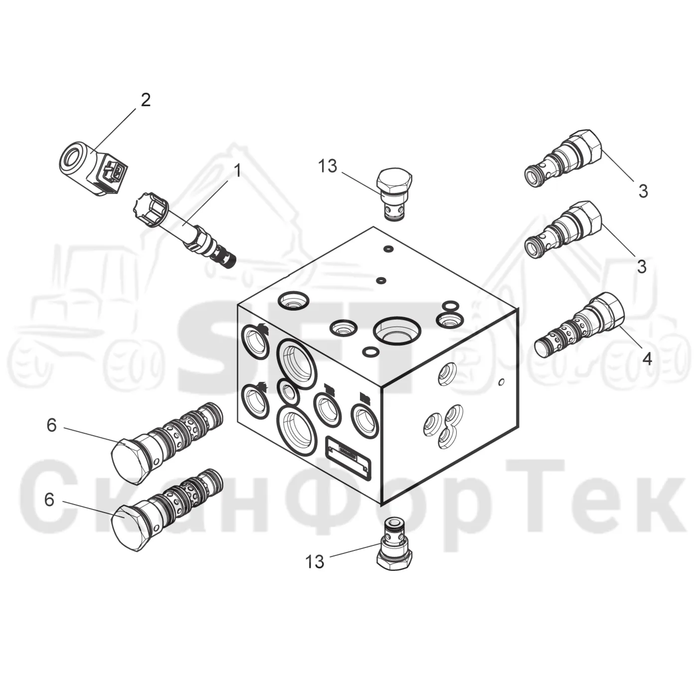 Схема: Komatsu / Лесозаготовительные машины / 901 S/N 9010053267- / Каталог запасных частей / Кабина / подвеска кабины / подвеска кабины / Блок