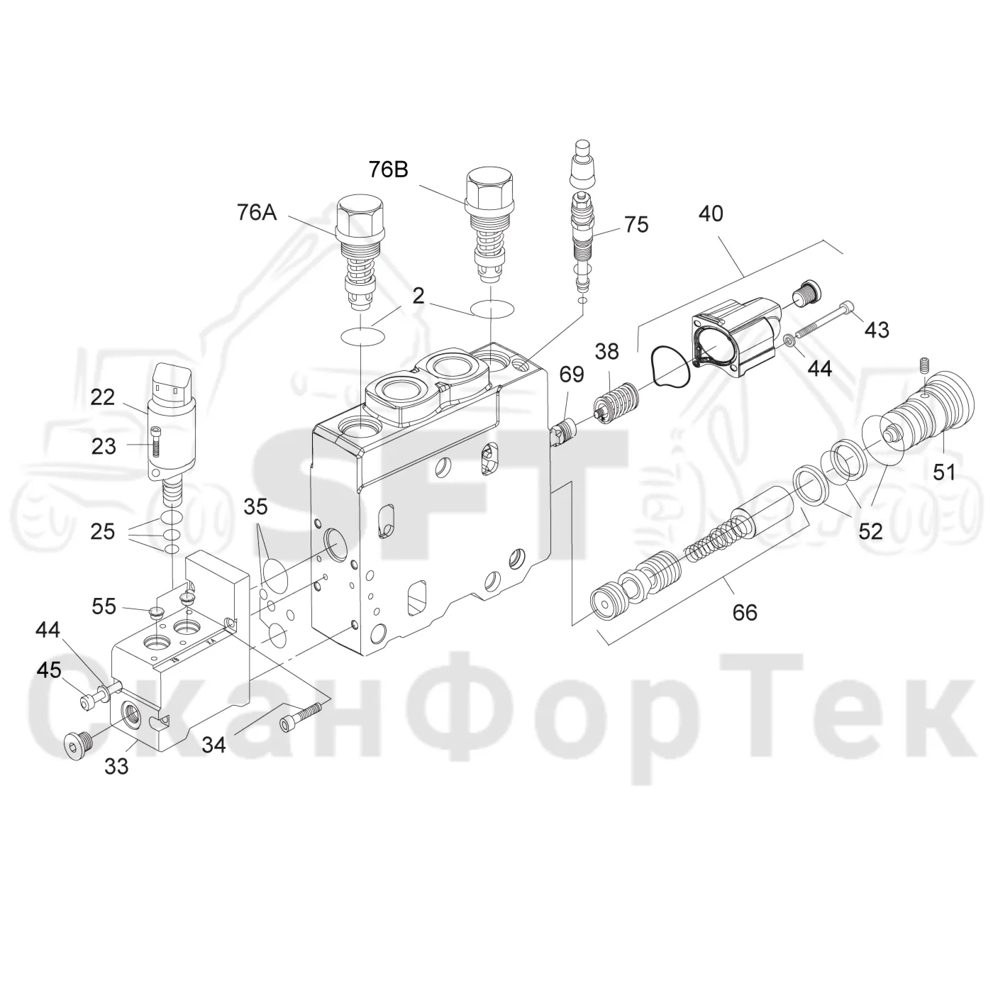 Схема: Komatsu / Лесозаготовительные машины / 931 S/N 9310021067- / Каталог запасных частей / Гидравлика / Клапан подъемного крана / Клапан подъемного крана / параллельной