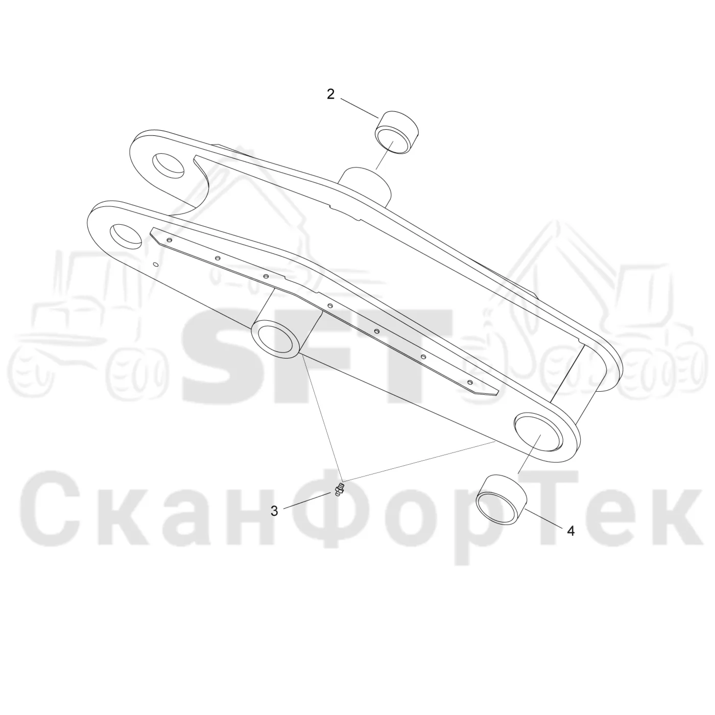 Схема: Komatsu / Лесозаготовительные машины / 951 S/N 9510004367- / Каталог запасных частей / Подъемный кран 270H / Основная стрела / Основная стрела 9510004501- / Тяга
