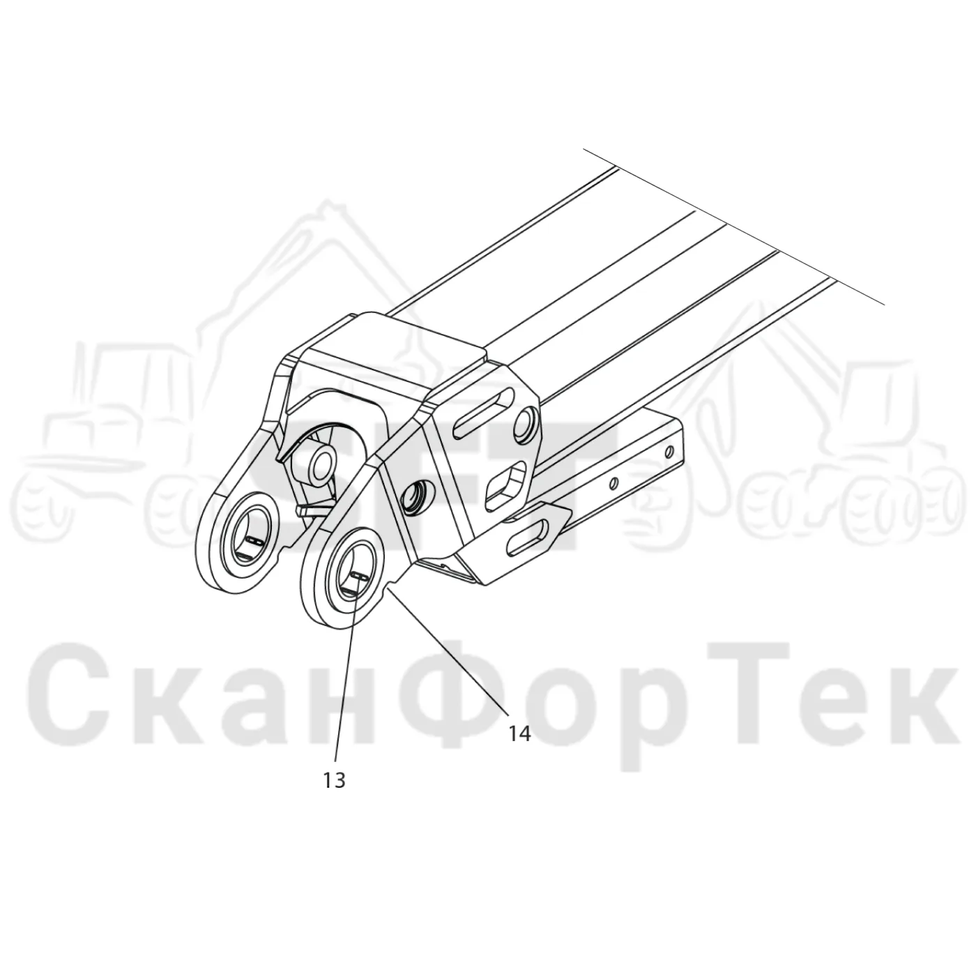 Схема: Komatsu / Лесозаготовительные машины / 951 S/N 9510004367- / Каталог запасных частей / Подъемный кран 270H / Телескопическая стрела / Телескопическая стрела 10m / Телескопическая Рычаг