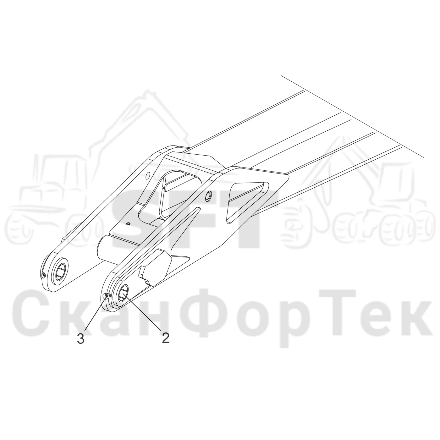 Схема: Komatsu / Лесозаготовительные машины / 951 S/N 9510004367- / Каталог запасных частей / Подъемный кран 270H / Телескопическая стрела / Стрела 8,7 m / Рычаг