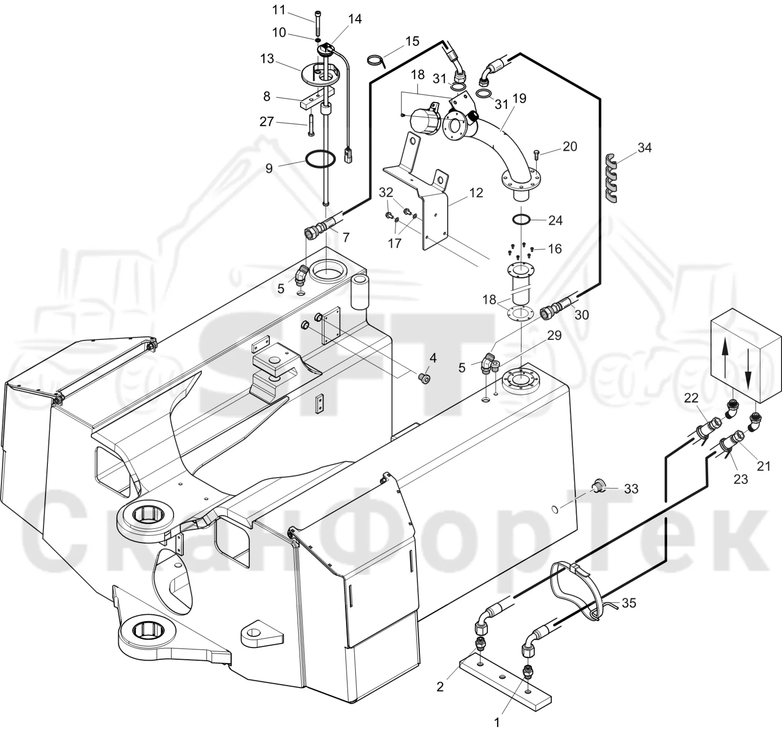 Схема: Komatsu / Лесозаготовительные машины / 901 S/N 9010053267- / Каталог запасных частей / Двигатель / Tier 4 Final/US / Топливная система / Топливная система