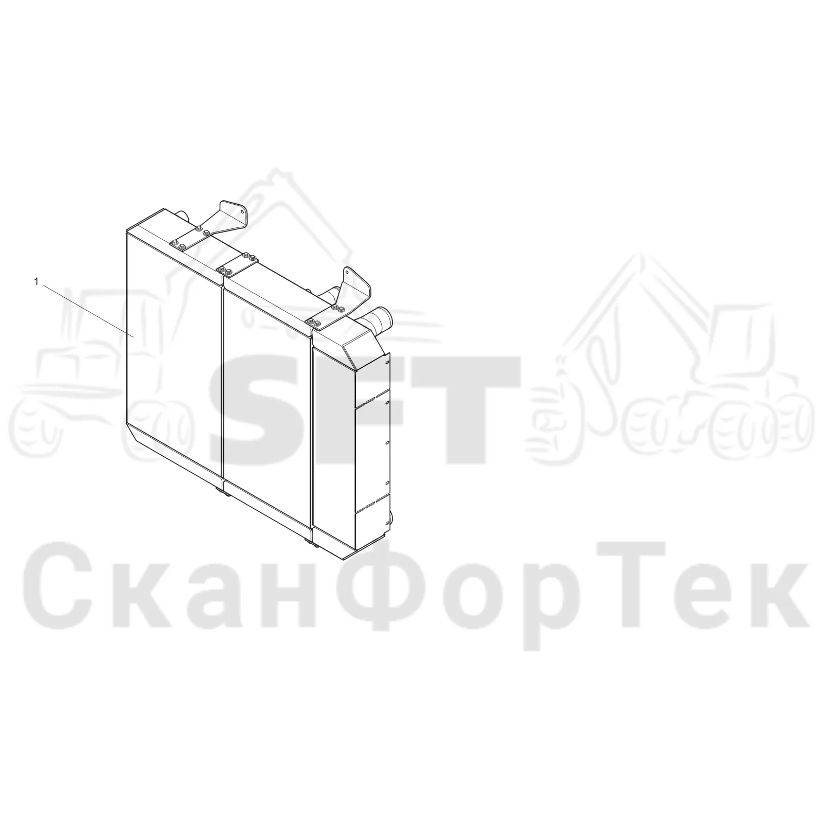 Схема: Komatsu / Лесозаготовительные машины / 911 S/N 9110062167- / Каталог запасных частей / Двигатель / Stage 2 / TIER 2 / Система охлаждения / Система охлаждения двигателя / Холодильник