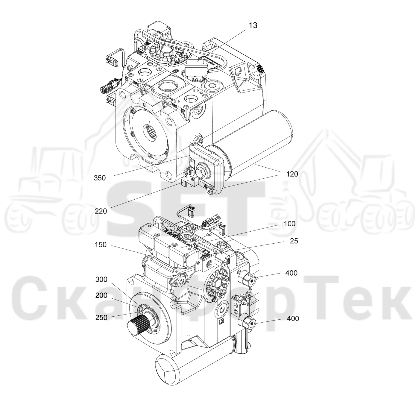 Схема: Komatsu / Лесозаготовительные машины / 901 S/N 9010053267- / Каталог запасных частей / Гидравлика / Гидравлические насосы / Насосная установка / Гидростатический насос Запчасть