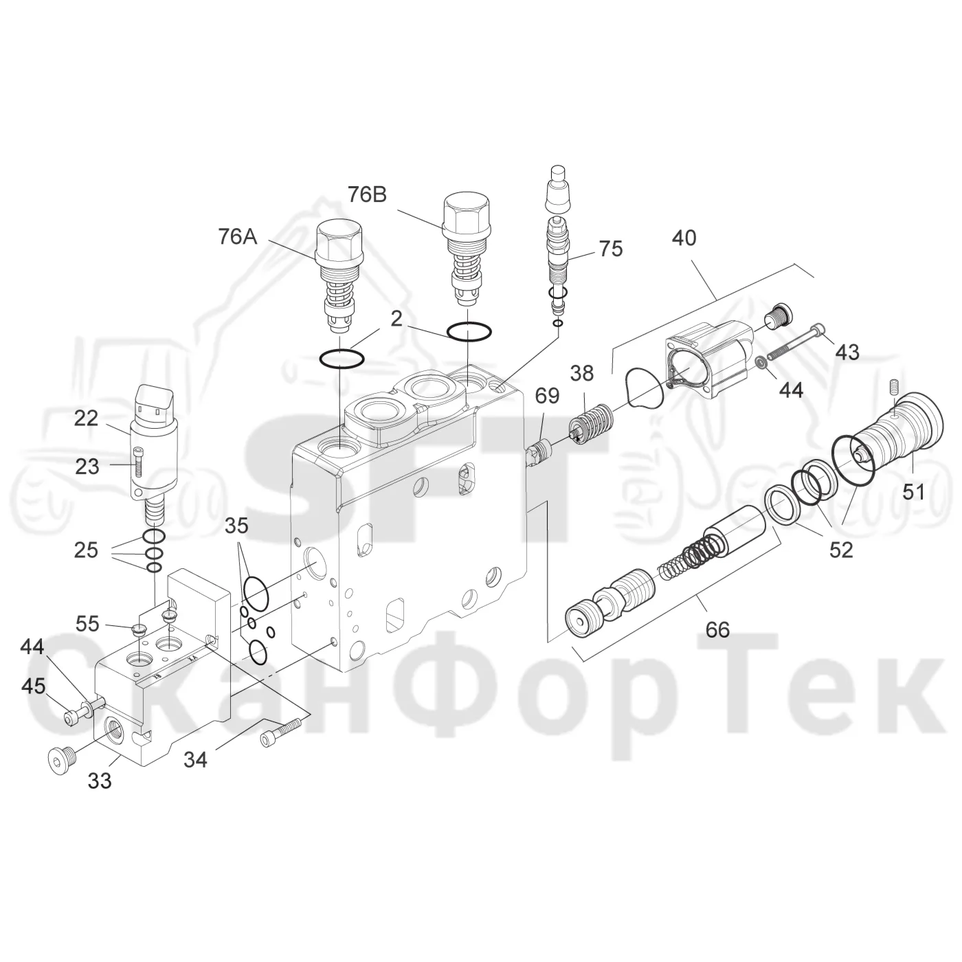 Схема: Komatsu / Лесозаготовительные машины / 911 S/N 9110062167- / Каталог запасных частей / Гидравлика / Клапан подъемного крана / Клапан подъемного крана / параллельной