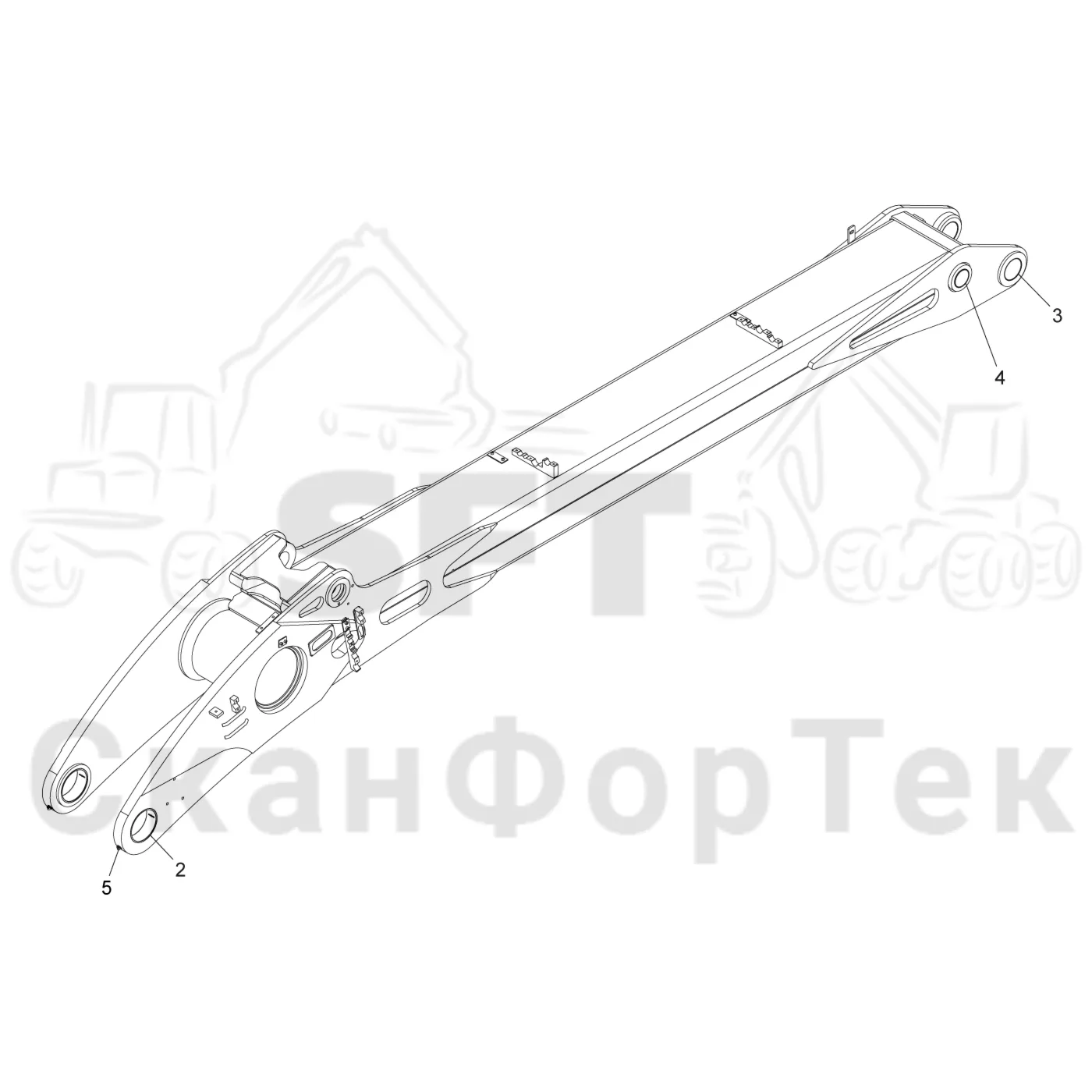 Схема: Komatsu / Лесозаготовительные машины / 911 S/N 9110062167- / Каталог запасных частей / Подъемный кран 200H / Основная стрела / Основная стрела S/N 9110062241- / Стрела