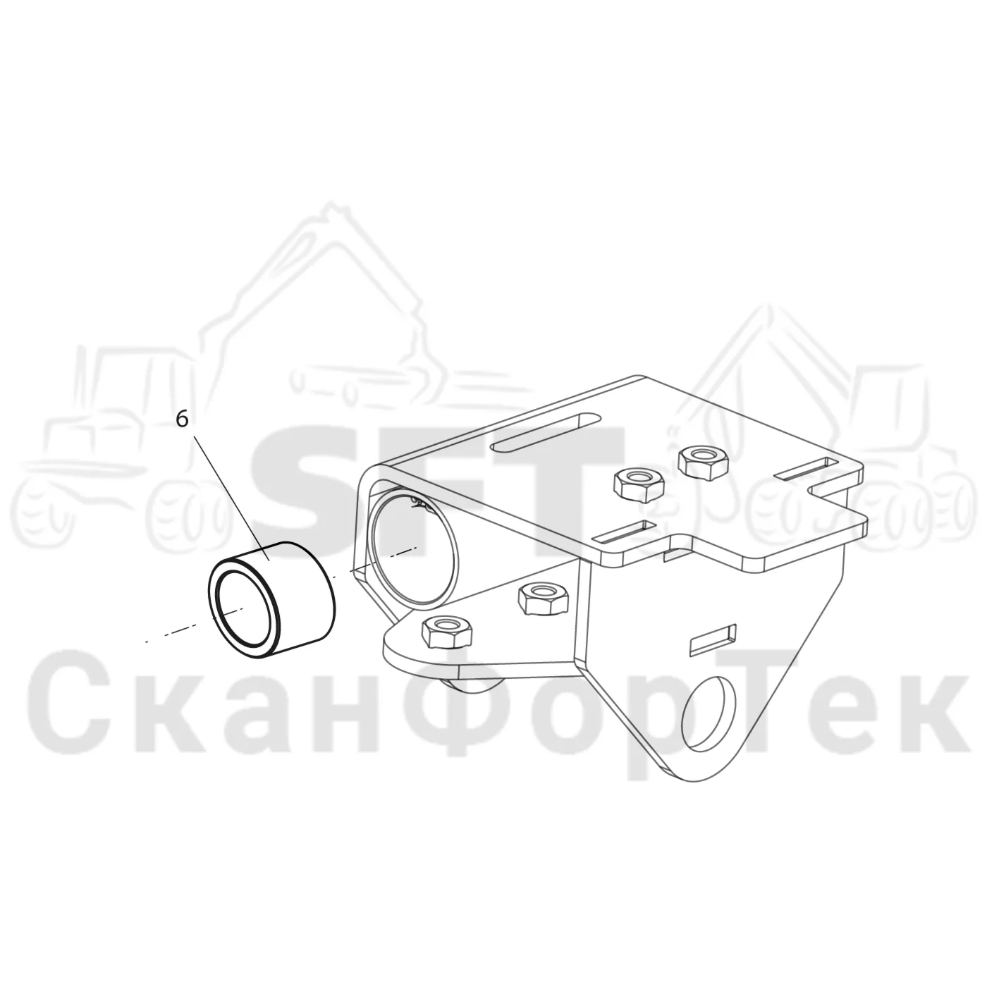 Схема: Komatsu / Лесозаготовительные машины / 931 S/N 9310021067- / Каталог запасных частей / Подъемный кран 230H / Телескопическая стрела / Трубы и шланги DT / Держатель