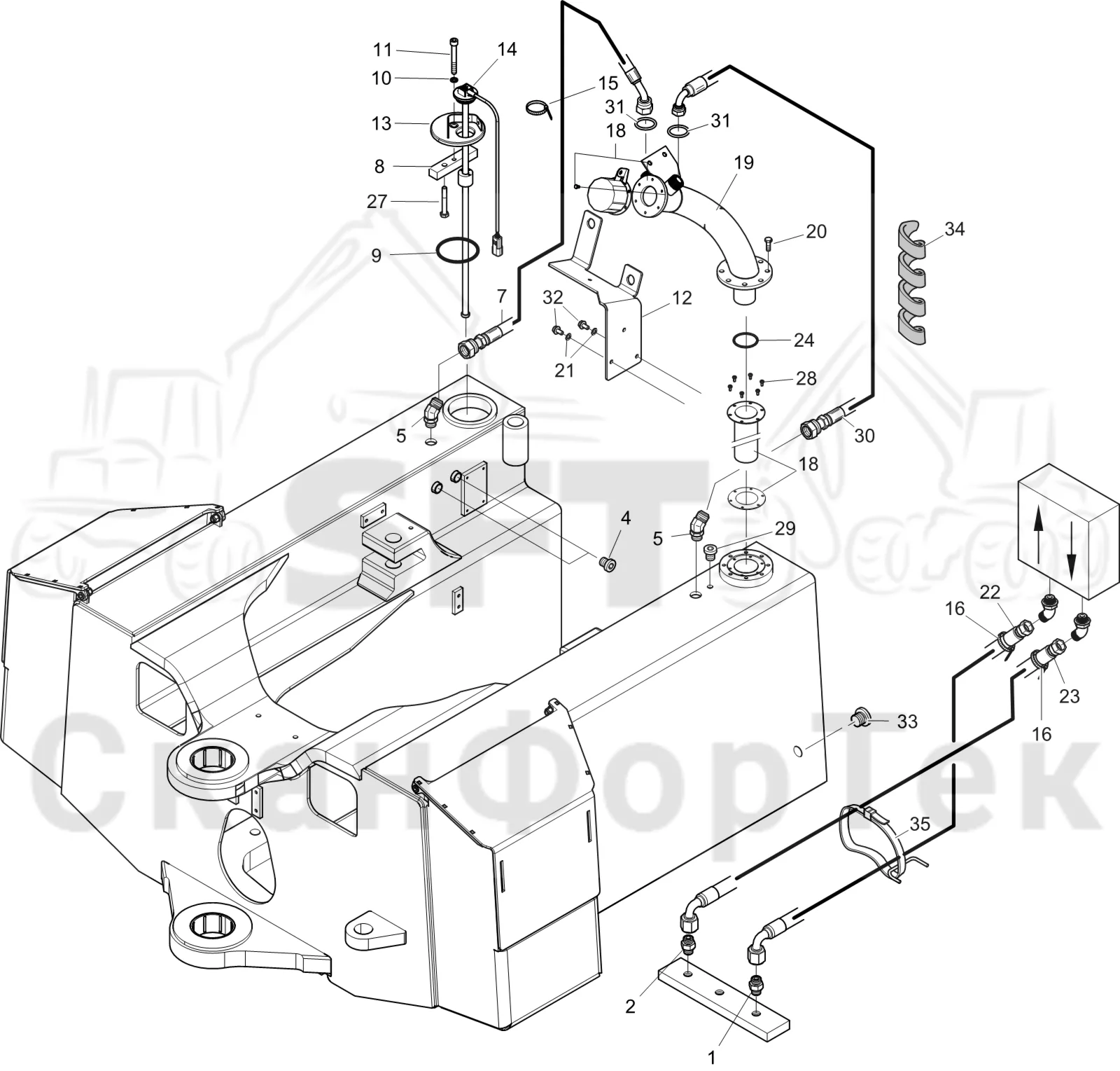 Схема: Komatsu / Лесозаготовительные машины / 911 S/N 9112062167- / Каталог запасных частей / Двигатель / Stage 2 / TIER 2 / Топливная система / Топливная система