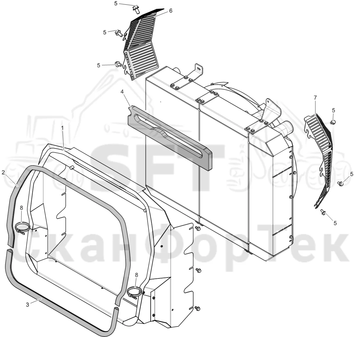 Схема: Komatsu / Лесозаготовительные машины / 931 S/N 9310021067- / Каталог запасных частей / Двигатель / Stage 4 / Система охлаждения / защита