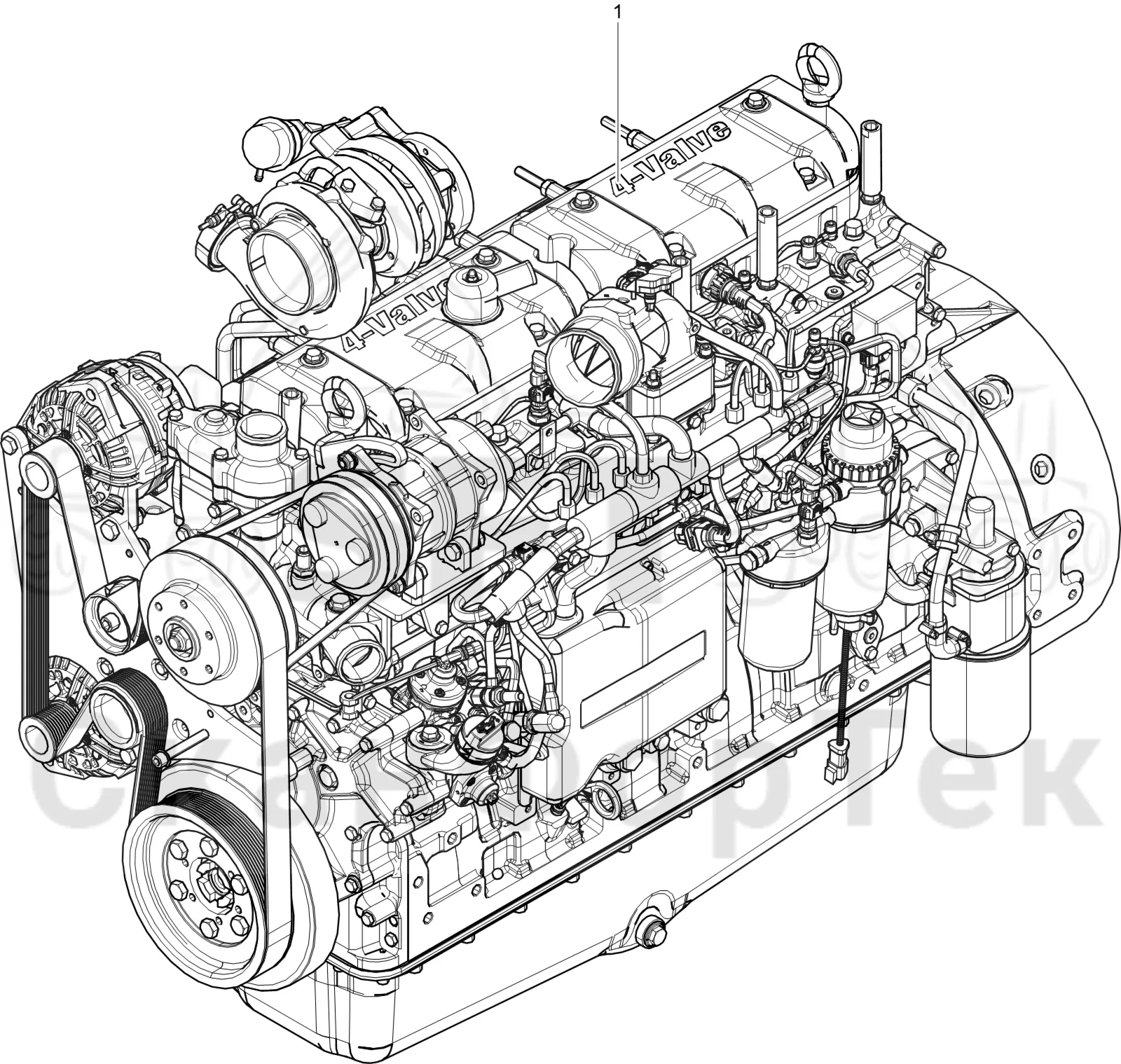 Схема: Komatsu / Лесозаготовительные машины / 931XC S/N 9313021208- / Каталог запасных частей / Двигатель / Stage 3A / Установка двигателя / Двигатель