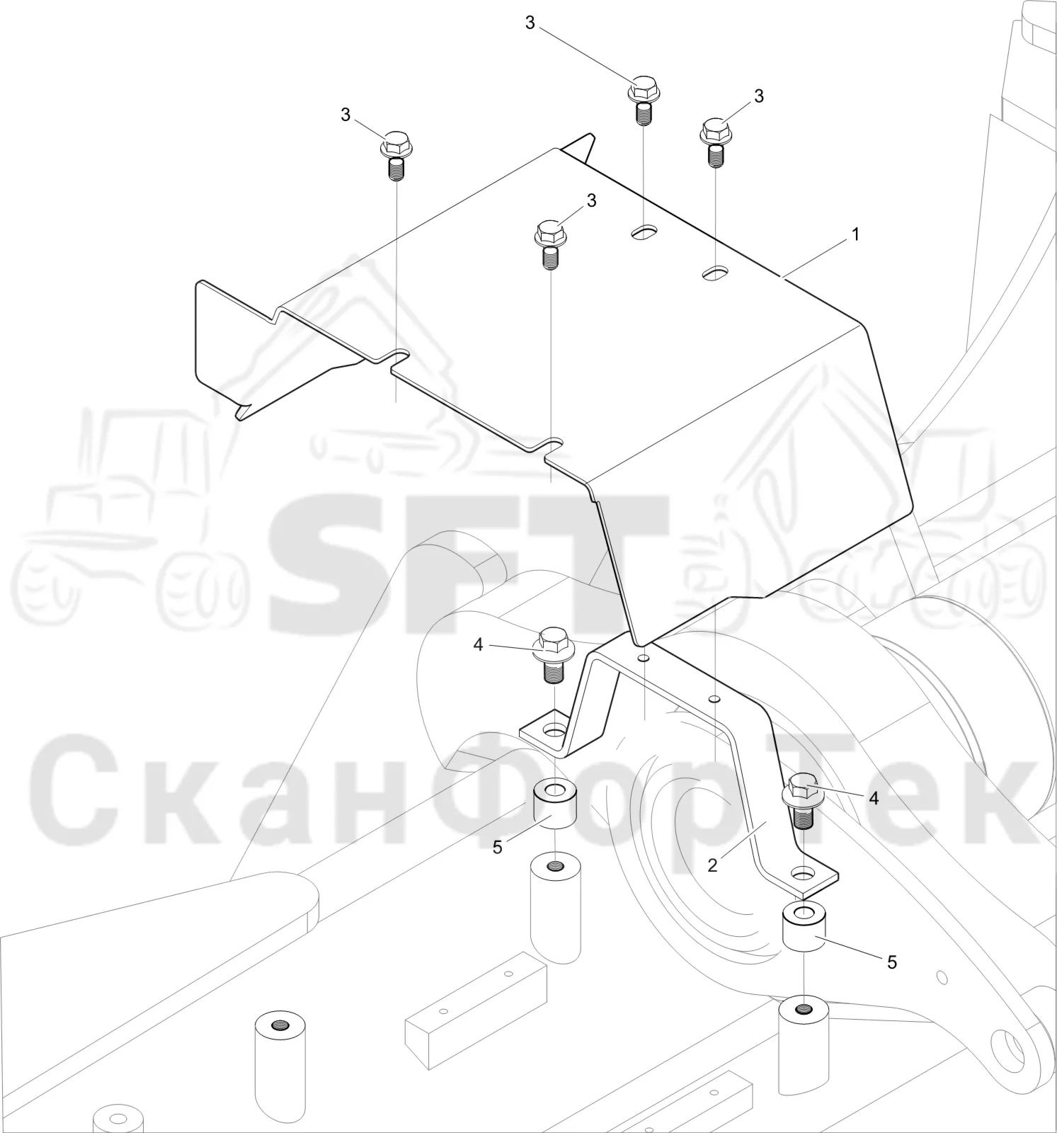 Схема: Komatsu / Лесозаготовительные машины / 931 S/N 9310021067- / Каталог запасных частей / шасси / Инструмент. Корчевка пней / Коробка с инструментом / защита