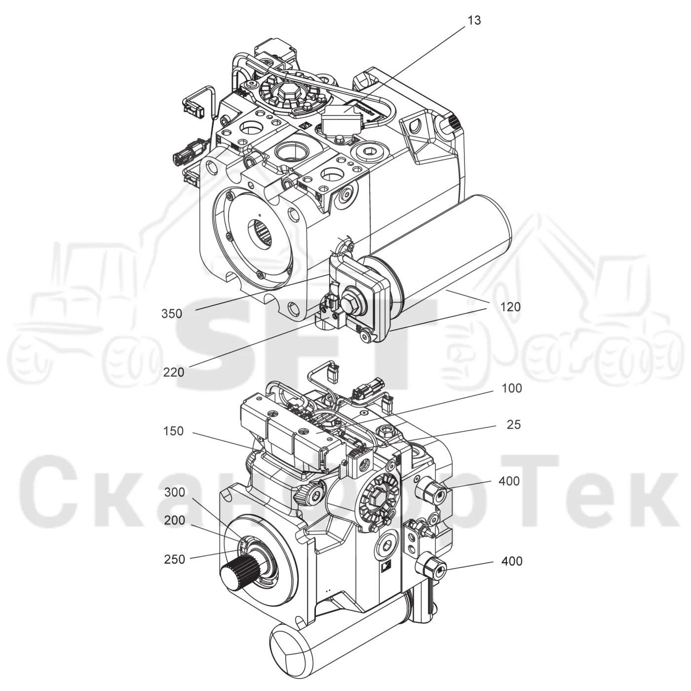 Схема: Komatsu / Лесозаготовительные машины / 931 S/N 9310021067- / Каталог запасных частей / Гидравлика / Гидравлические насосы / Насосная установка / Гидростатический насос Запчасть