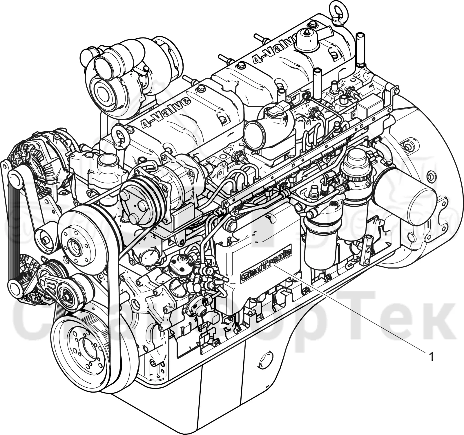 Схема: Komatsu / Лесозаготовительные машины / 911 S/N 9112062167- / Каталог запасных частей / Двигатель / Tier 4 Final/US / Установка двигателя / Двигатель