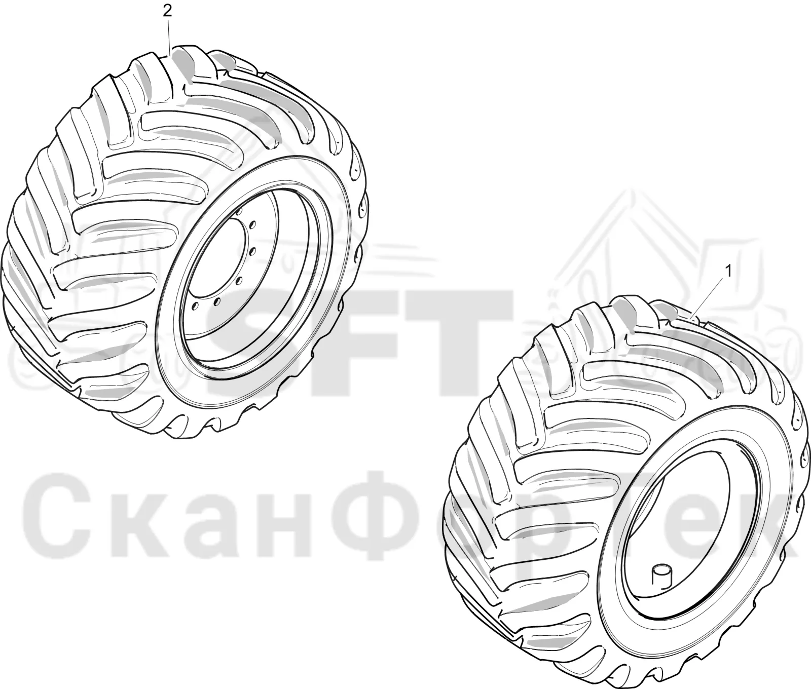 Схема: Komatsu / Лесозаготовительные машины / 911 S/N 9110062167- / Каталог запасных частей / Коробка передач / Оборудование шин / Nokian / Nokian 710/55-34 FR
