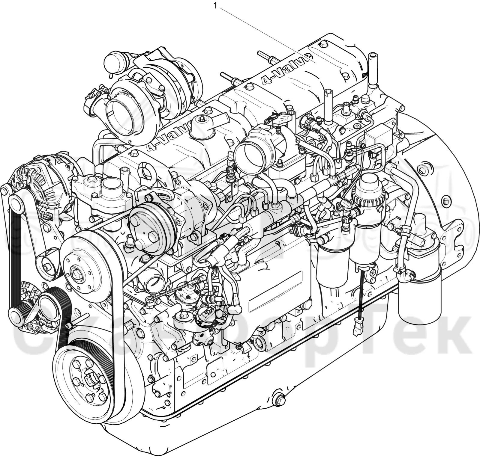 Схема: Komatsu / Лесозаготовительные машины / 911 S/N 9112062167- / Каталог запасных частей / Двигатель / Stage 3A / Установка двигателя / Двигатель