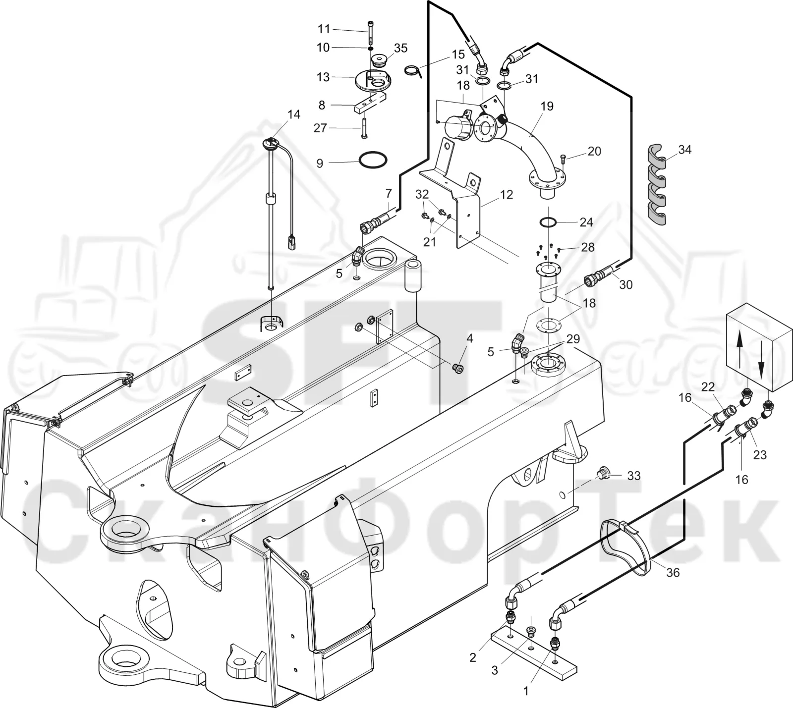 Схема: Komatsu / Лесозаготовительные машины / 931XC S/N 9313021208- / Каталог запасных частей / Двигатель / Tier 4 Final/US / Топливная система / Топливная система
