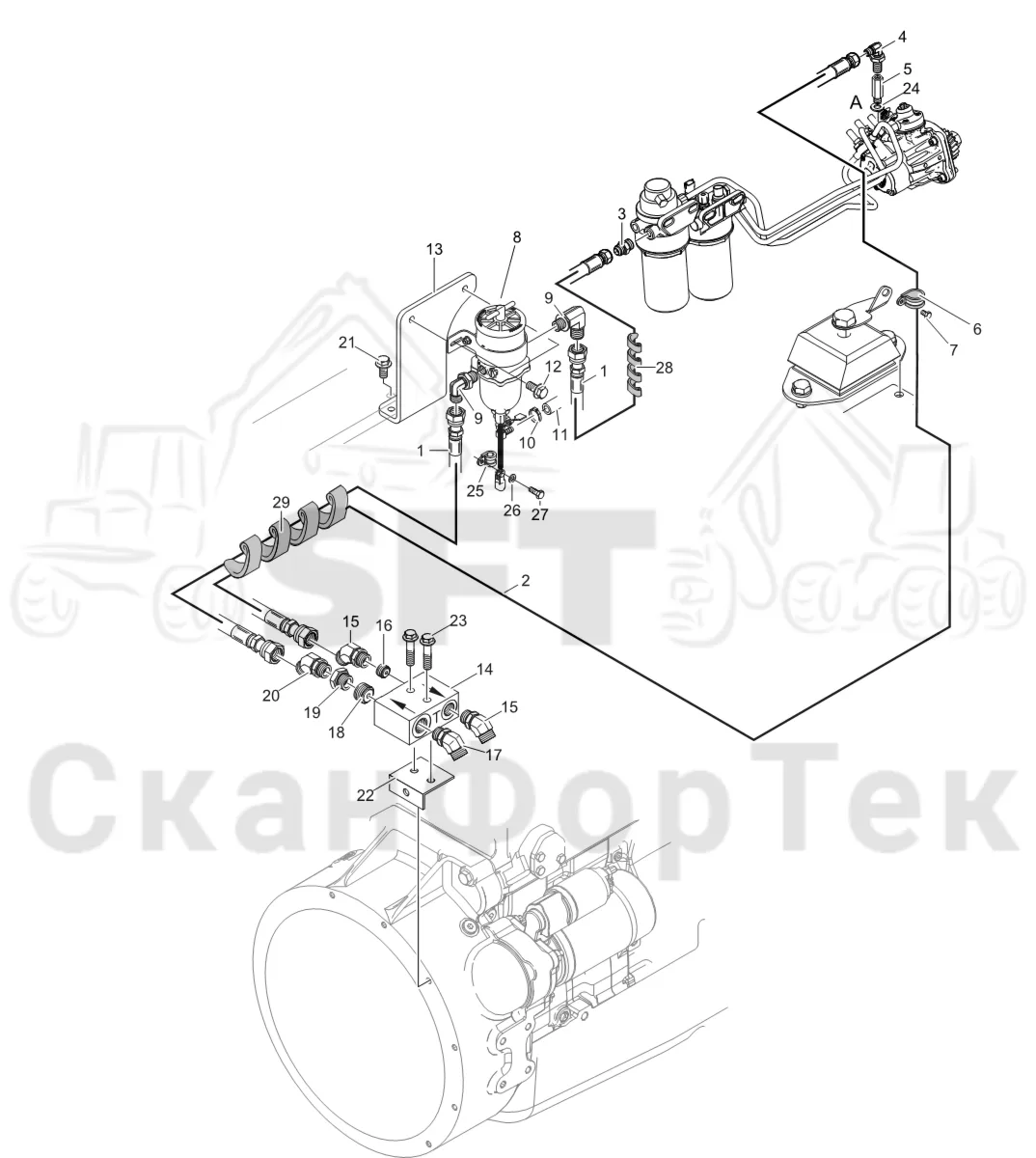 Схема: Komatsu / Лесозаготовительные машины / 931XC S/N 9313021208- / Каталог запасных частей / Двигатель / Stage 4 Final / Топливная система / Топливная система