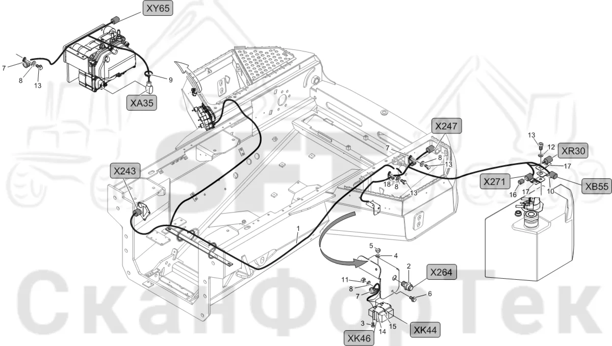 Схема: Komatsu / Лесозаготовительные машины / 931XC S/N 9313021208- / Каталог запасных частей / Двигатель / Stage 4 Final / Комплект электрооборудования / Комплект электрооборудования Adblue®/DEF