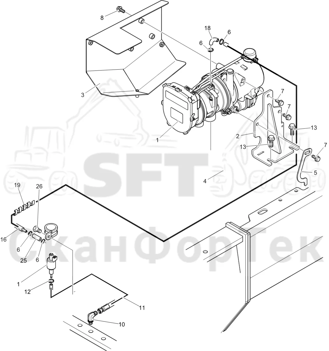 Схема: Komatsu / Лесозаготовительные машины / 931XC S/N 9313021208- / Каталог запасных частей / Двигатель / Stage 4 Final / Подогреватель / Подогреватель