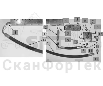 Схема: Komatsu / Головки лесозаготовительной машины / 300 Головки лесозаготовительной машины / 330.2 / Каталог запасных частей / Гидравлический клапан / Предохранительный клапан