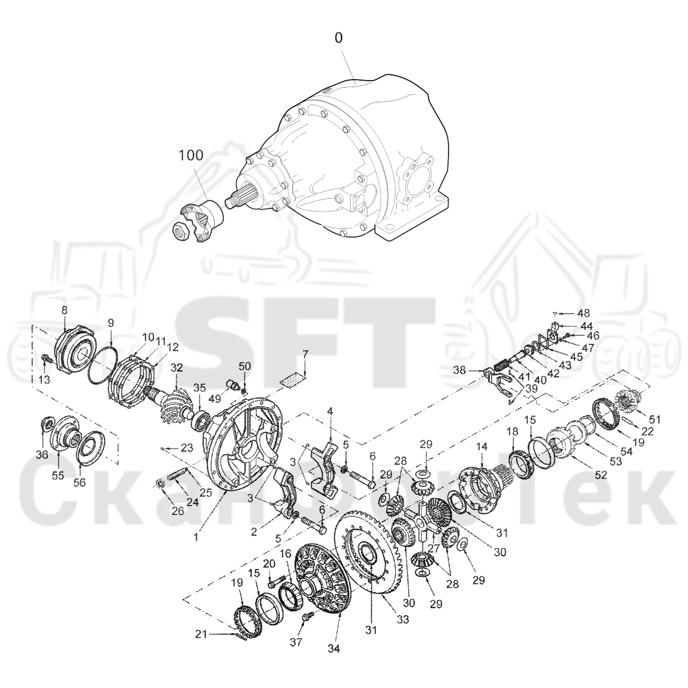 Схема: Valmet / Лесозаготовительные машины / Valmet 941 / Valmet 941 Ch 12071- / Valmet 941 Ch 12071- / Каталог запасных частей / Коробка передач / Мост каретки / каретки / Дифференциал / Дифференциал Запчасть
