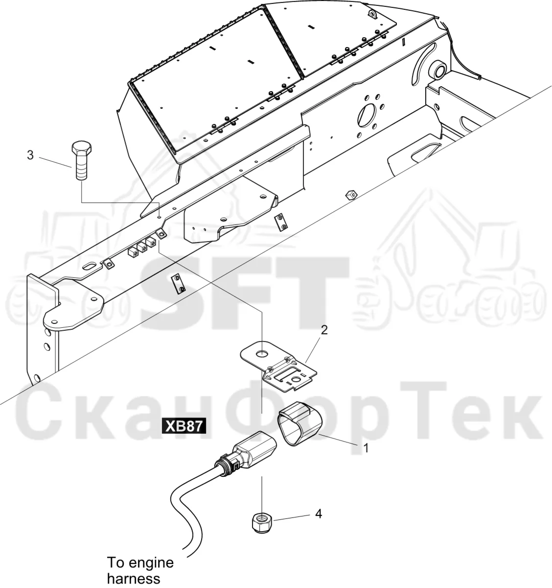 Схема: Komatsu / Лесозаготовительные машины / 901 S/N 9010053267- / Каталог запасных частей / Двигатель / Tier 4 Final/US / Топливная система / Топливная система / Комплект электрооборудования