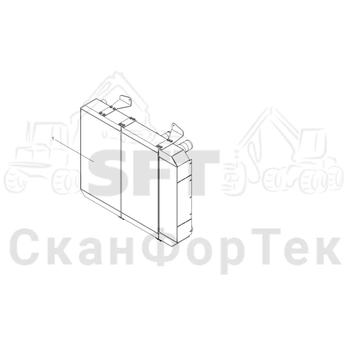 Схема: Komatsu / Лесозаготовительные машины / 931 S/N 9310021067- / Каталог запасных частей / Двигатель / Stage 3A / Система охлаждения / Система охлаждения двигателя / Холодильник