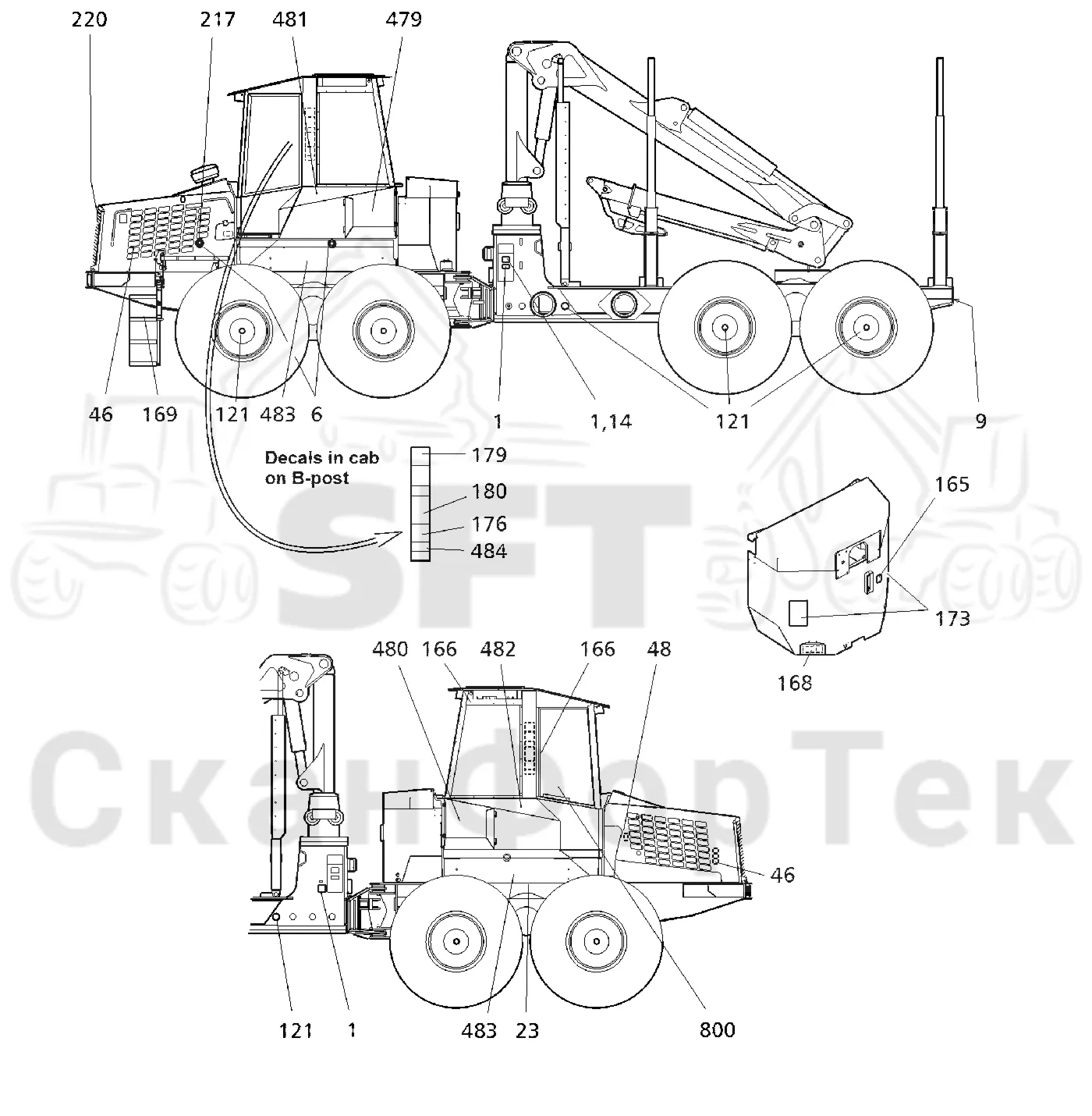 Схема: Komatsu / Форвардер / 860.4 / Каталог запасных частей / Различное оборудование / Бирки