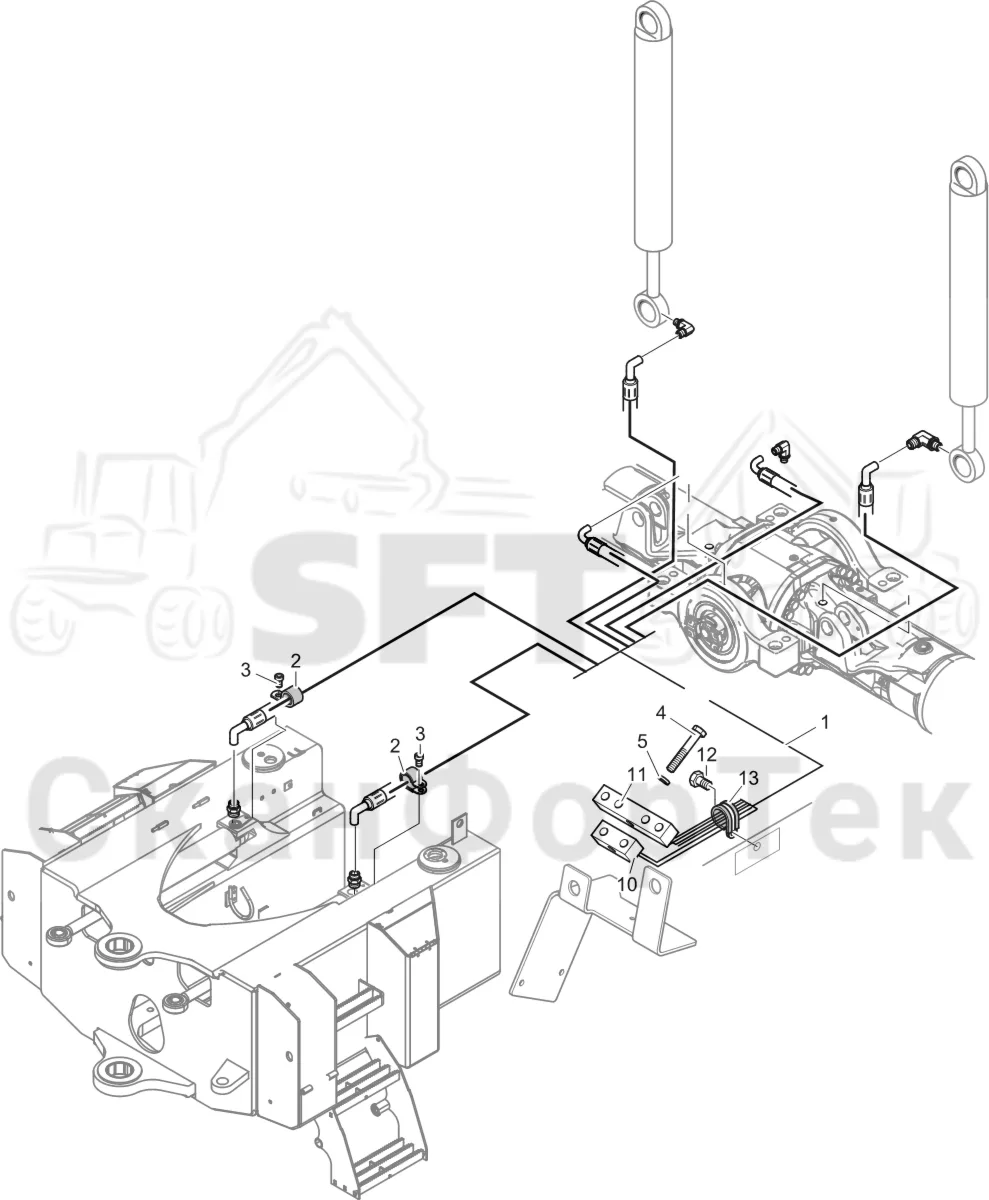 Схема: Komatsu / Лесозаготовительные машины / 931XC S/N 9313021208- / Каталог запасных частей / шасси / Смазка, шасси