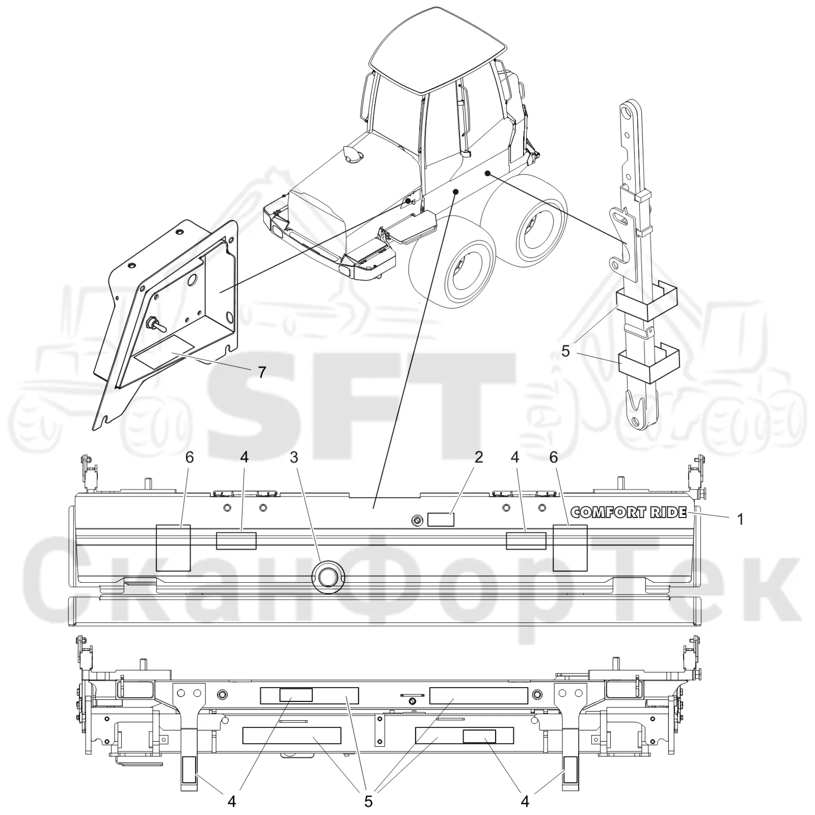 Схема: Komatsu / Форвардер / 845 / Каталог запасных частей / Различное оборудование / Комплект бирок Comfort Ride