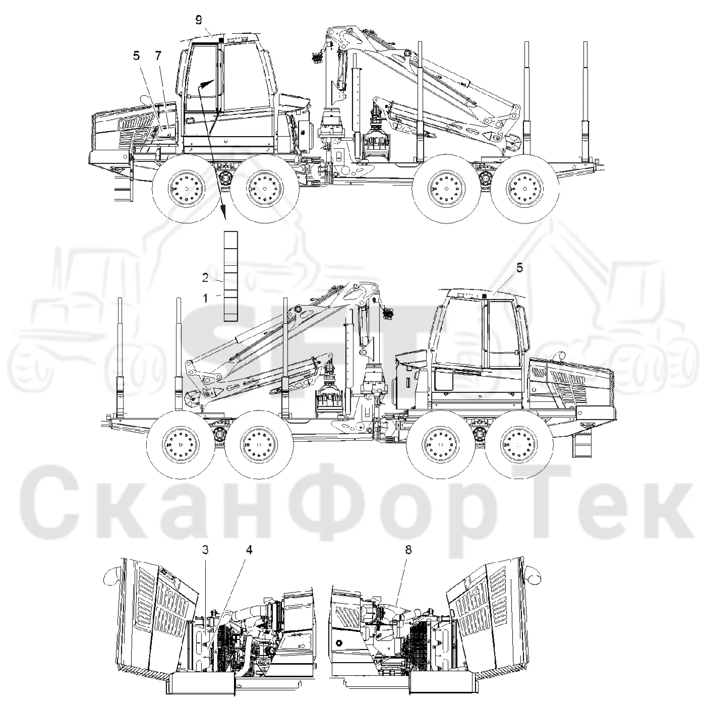 Схема: Komatsu / Форвардер / 855.1 / 855.1 / Каталог запасных частей / Различное оборудование / Бирки Финляндия