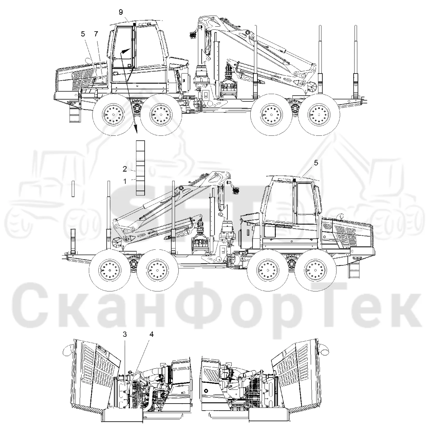 Схема: Komatsu / Форвардер / 855 / Каталог запасных частей / Различное оборудование / Бирки Испания