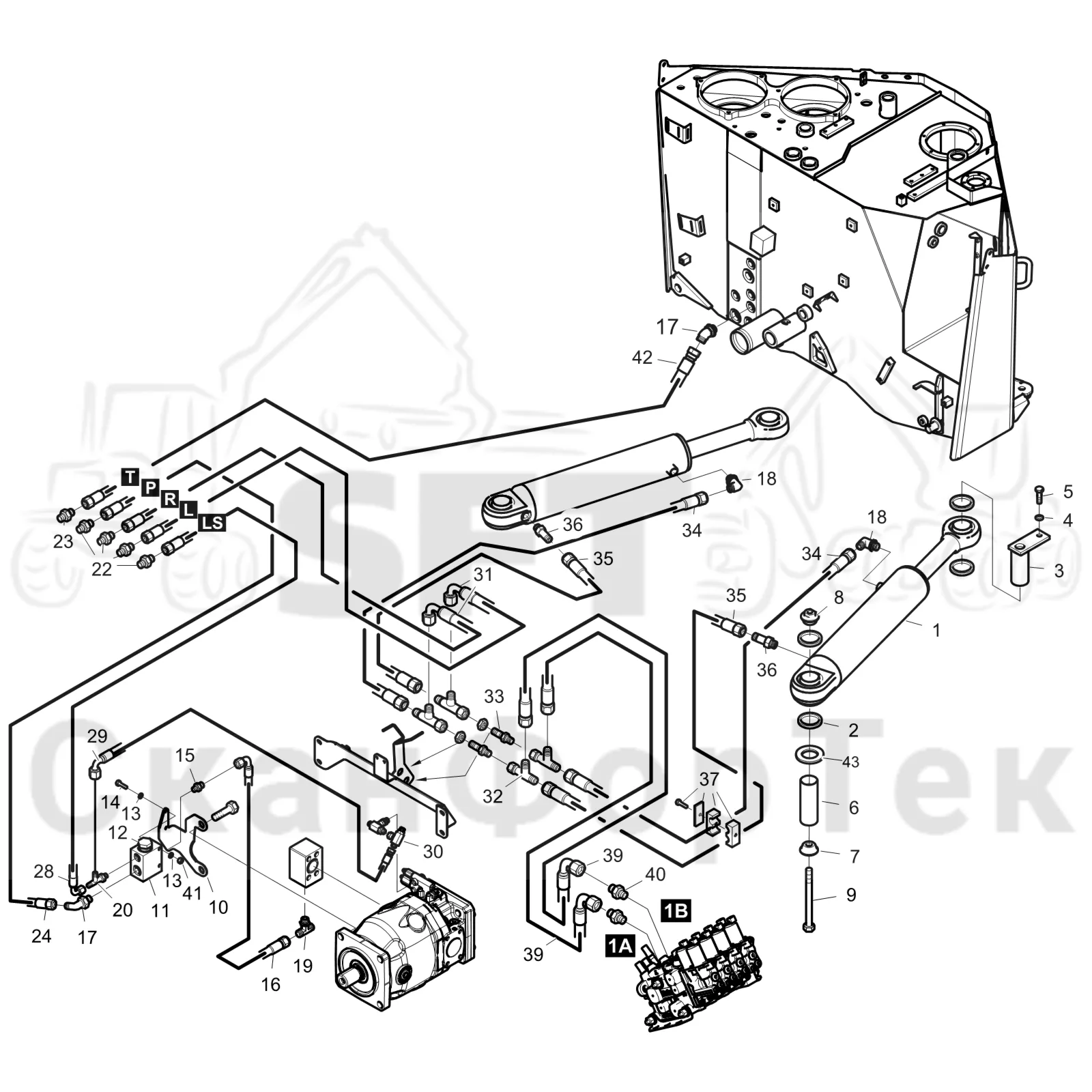 Схема: Komatsu / Форвардер / 855.1 / 855.1 / Каталог запасных частей / Рулевое управление / Рулевое управление с системой Orbitrol  8550011071-