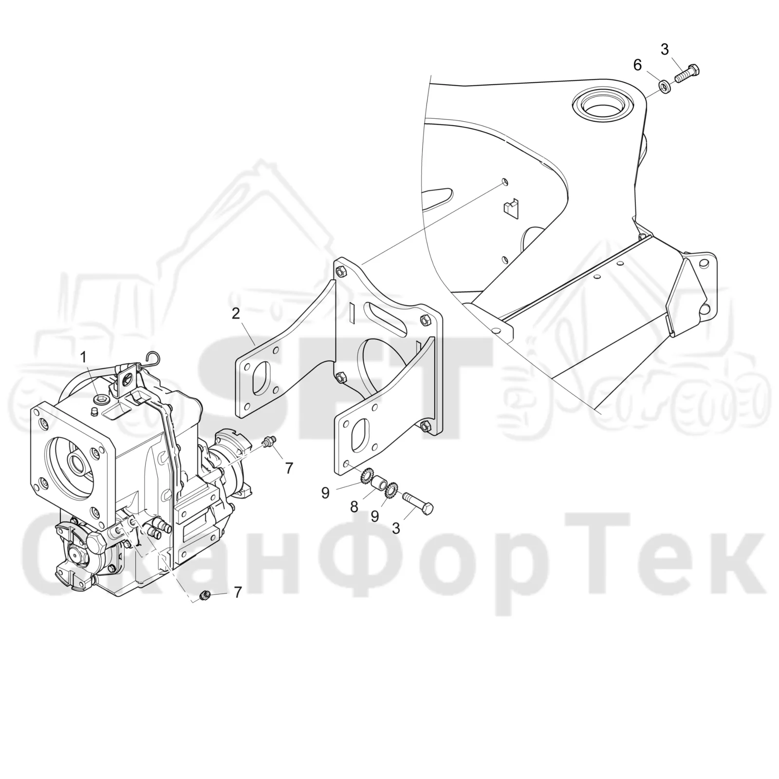 Схема: Komatsu / Форвардер / 895 S/N 8950011010- / Каталог запасных частей / Коробка передач / Редуктор