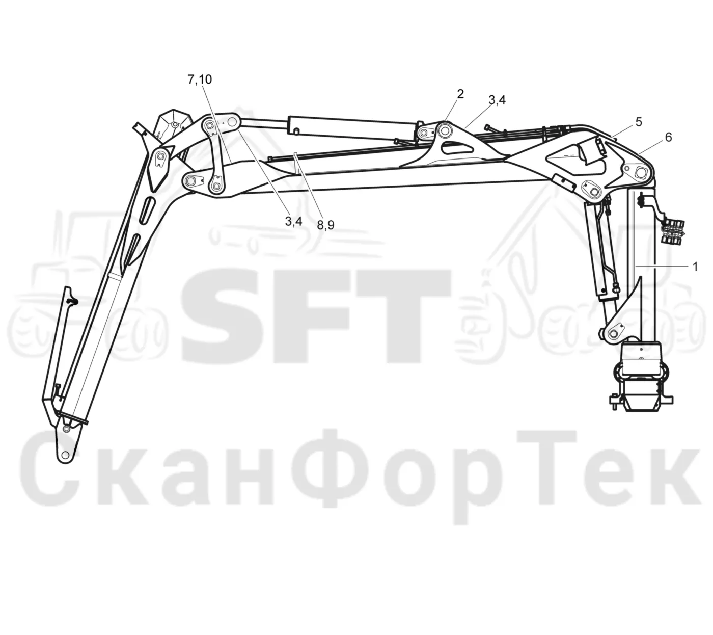 Схема: Komatsu / Форвардер / 895 / Каталог запасных частей / Подъемный кран / Центральная смазка
