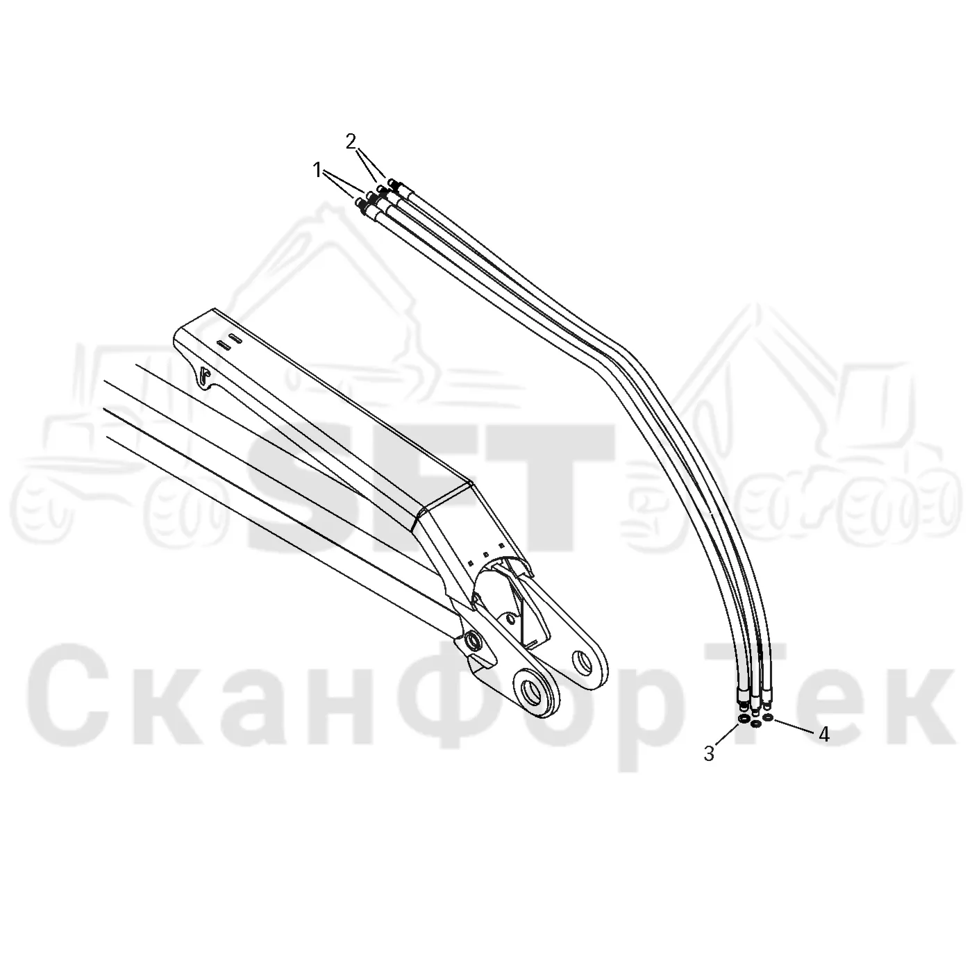 Схема: Komatsu / Форвардер / 895 S/N 8950011010- / Каталог запасных частей / Подъемный кран / Комплект шланга / Комплект шланга, ProTec