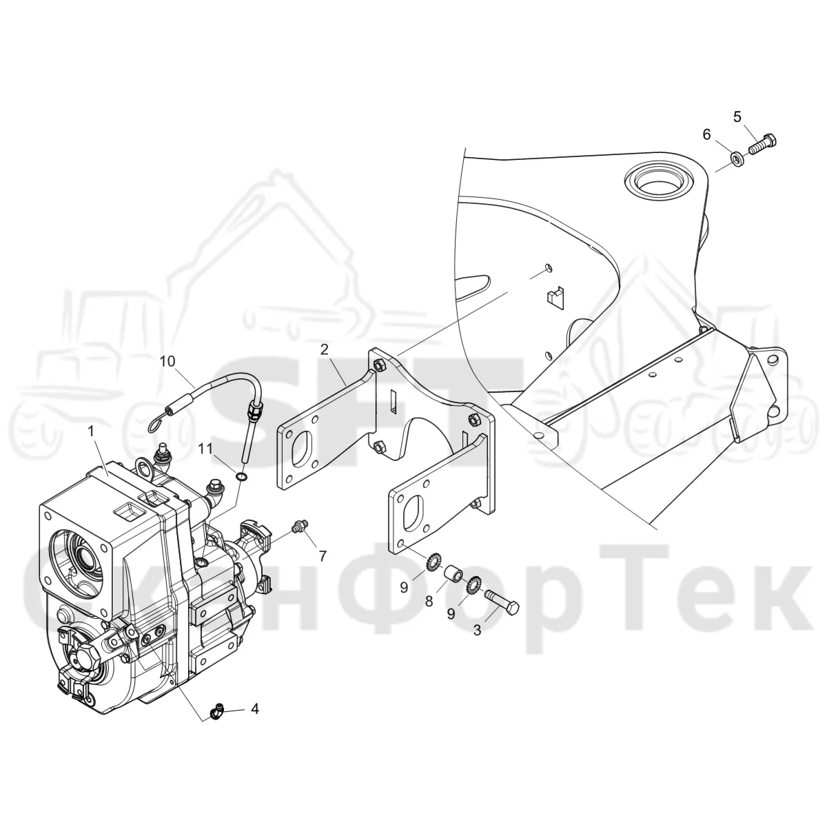 Схема: Komatsu / Форвардер / 855 S/N 8550022010- / Каталог запасных частей / Коробка передач / Редуктор