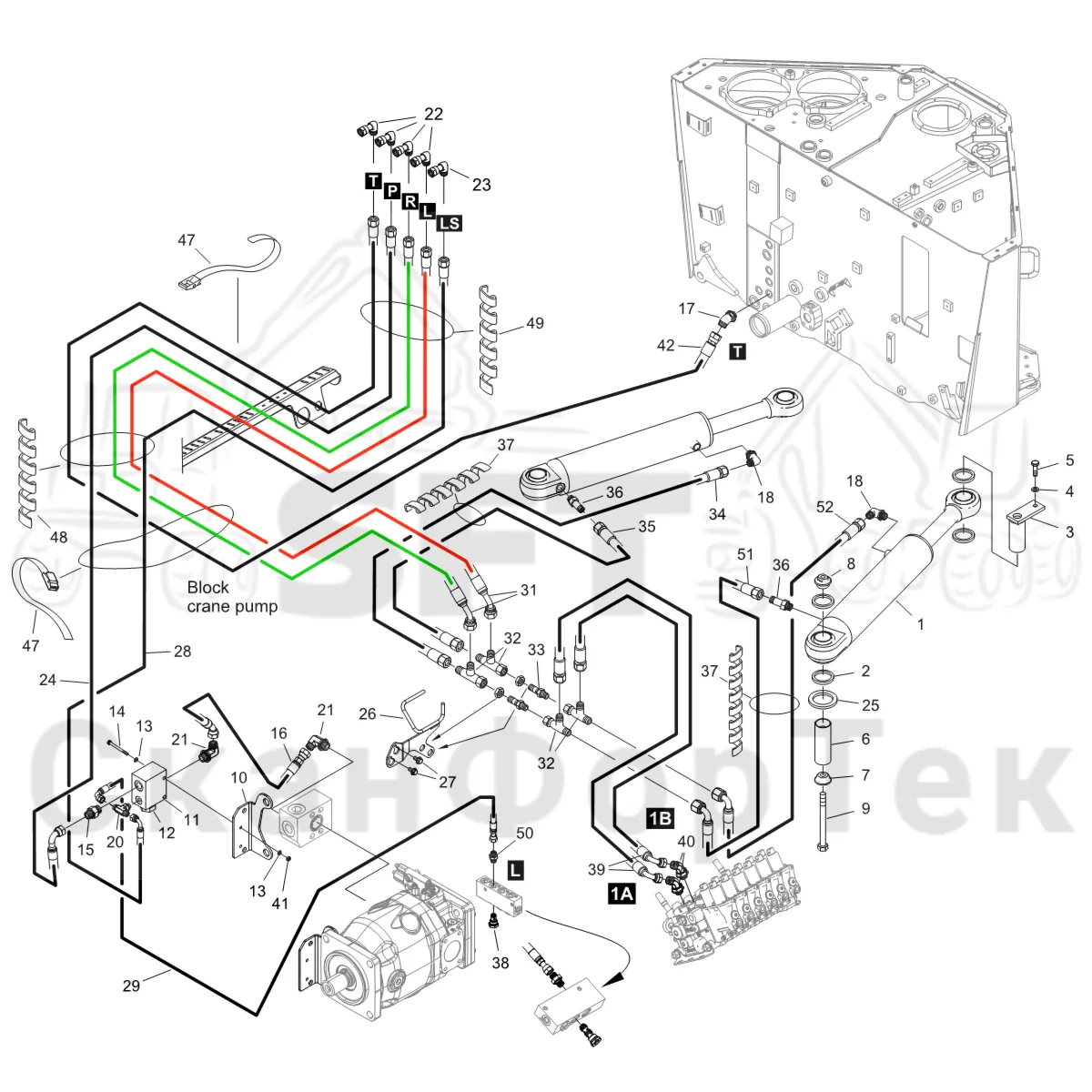 Схема: Komatsu / Форвардер / 855 S/N 8550022010- / Каталог запасных частей / Рулевое управление / Рулевое управление с системой Orbitrol Comfort Ride