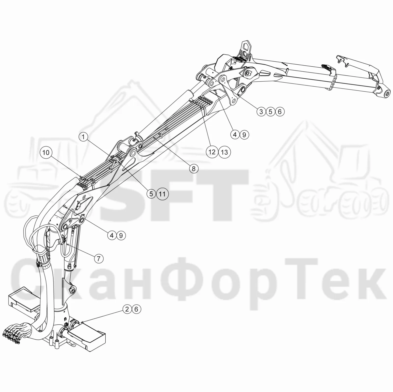 Схема: Valmet / Форвардер / Valmet 840.4 / Valmet 840.4 / Каталог запасных частей / Подъемный кран / Подъемный кран / Valmet CRF 8.1 Ch. V1001- / Каталог запасных частей / CRF 8.1 Combi ProTec 10m / CRF 8.1 Combi ProTec 10m / Центральная смазка