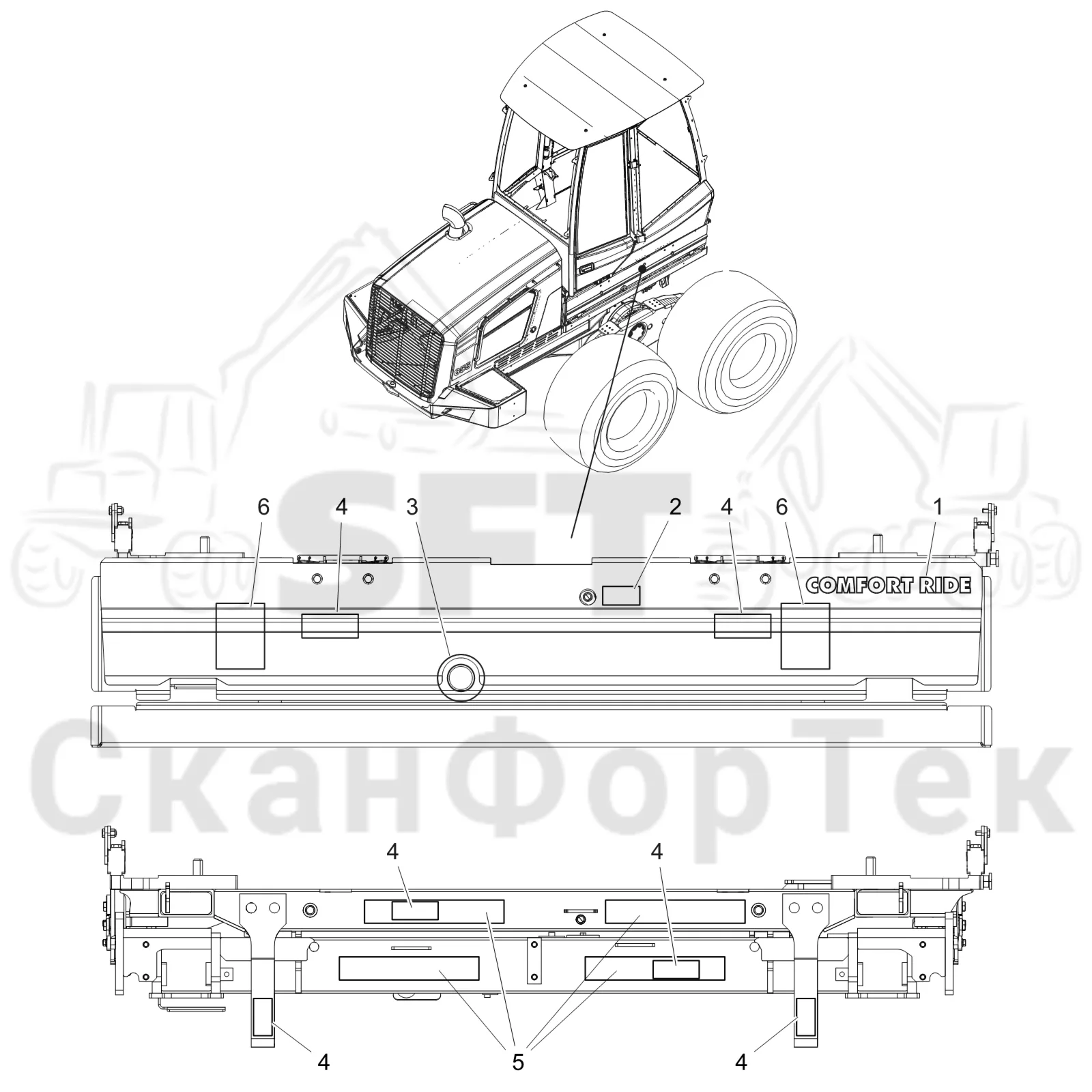 Схема: Komatsu / Форвардер / 855 S/N 8550022010- / Каталог запасных частей / Различное оборудование / Комплект бирок Comfort Ride