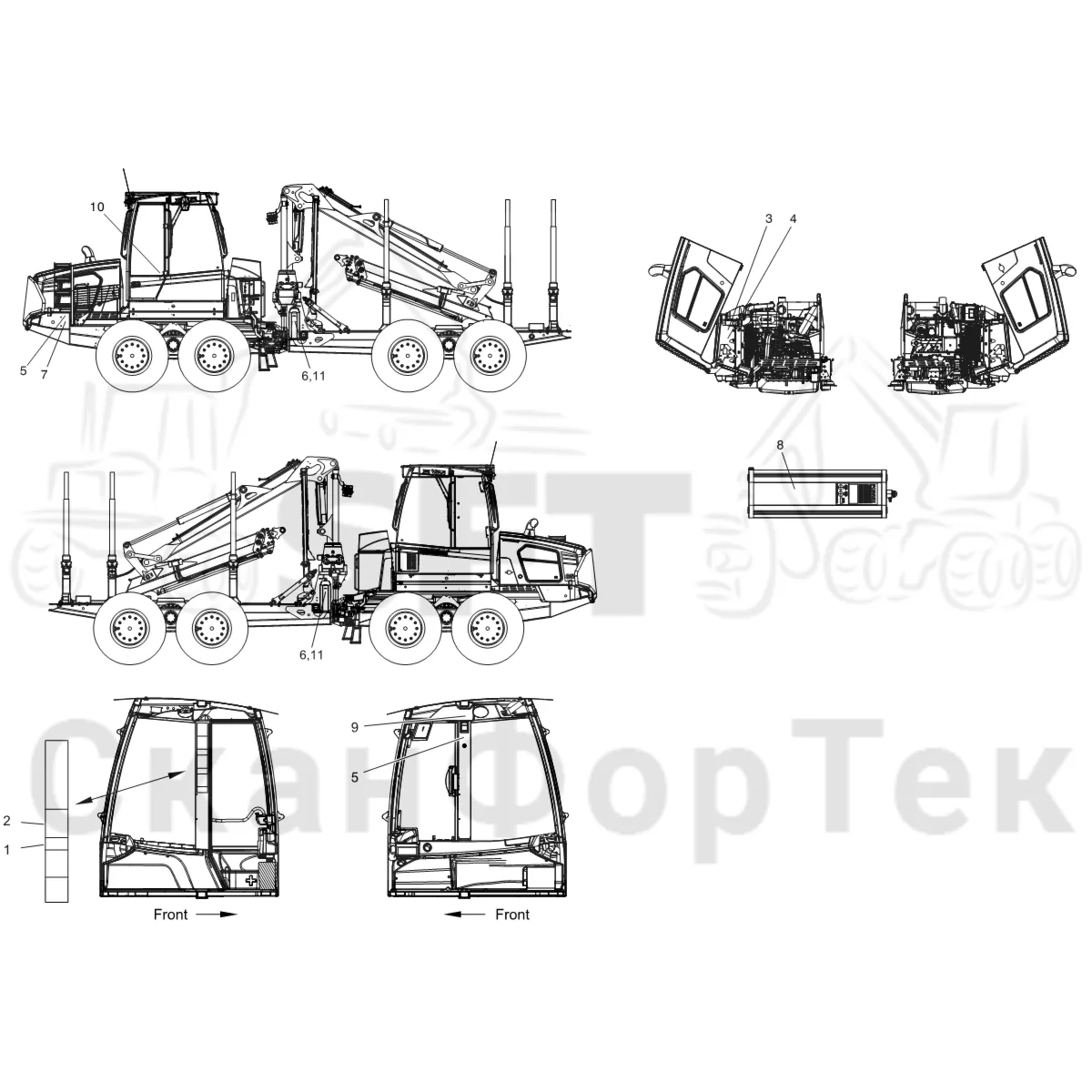Схема: Komatsu / Форвардер / 855 S/N 8550022010- / Каталог запасных частей / Различное оборудование / Бирки Испания